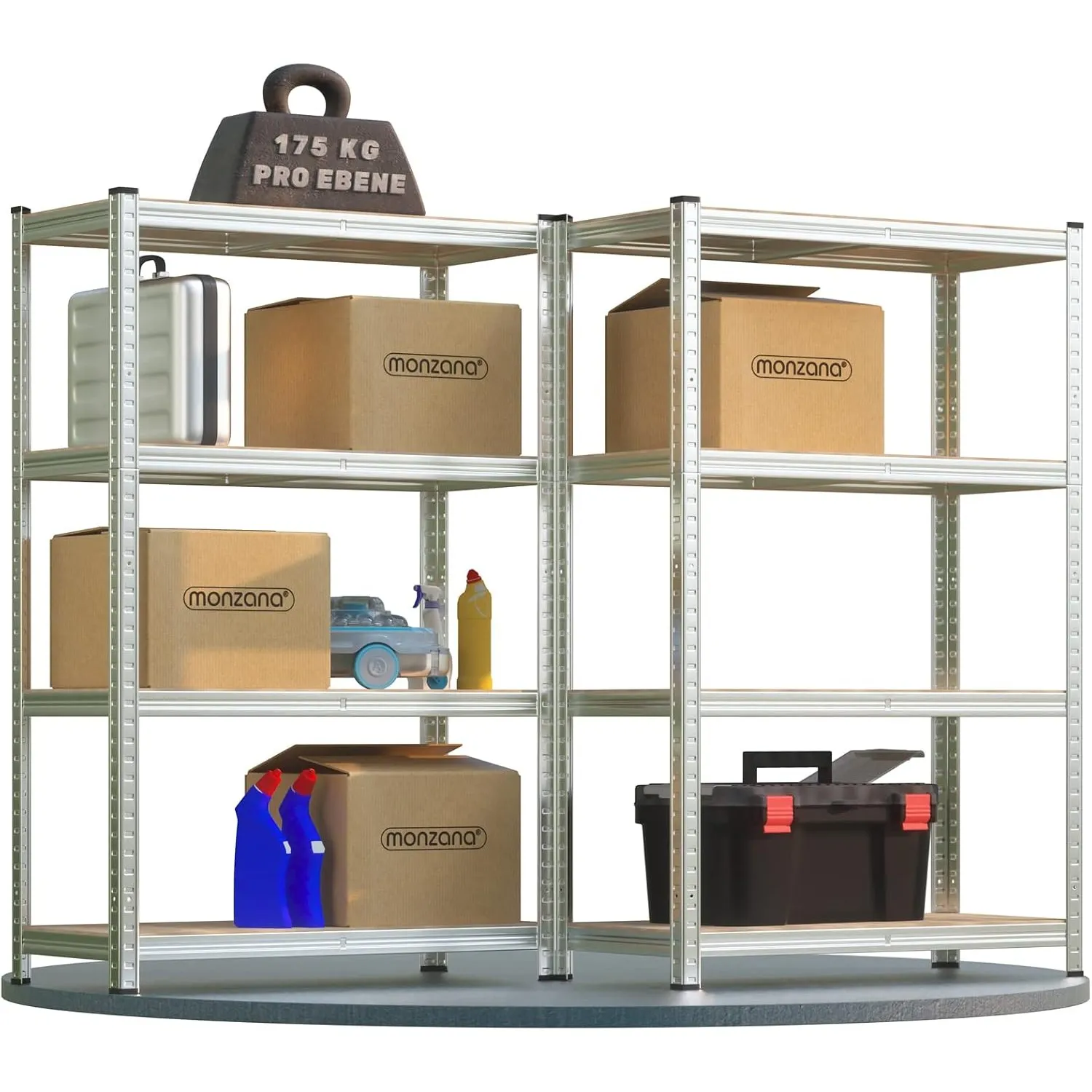 Monzana® 2X Schwerlastregal 160x90x40cm 1400kg 4 MDF-Platten Regal Lagerregal Kellerregal Steckregal Werkstattregal