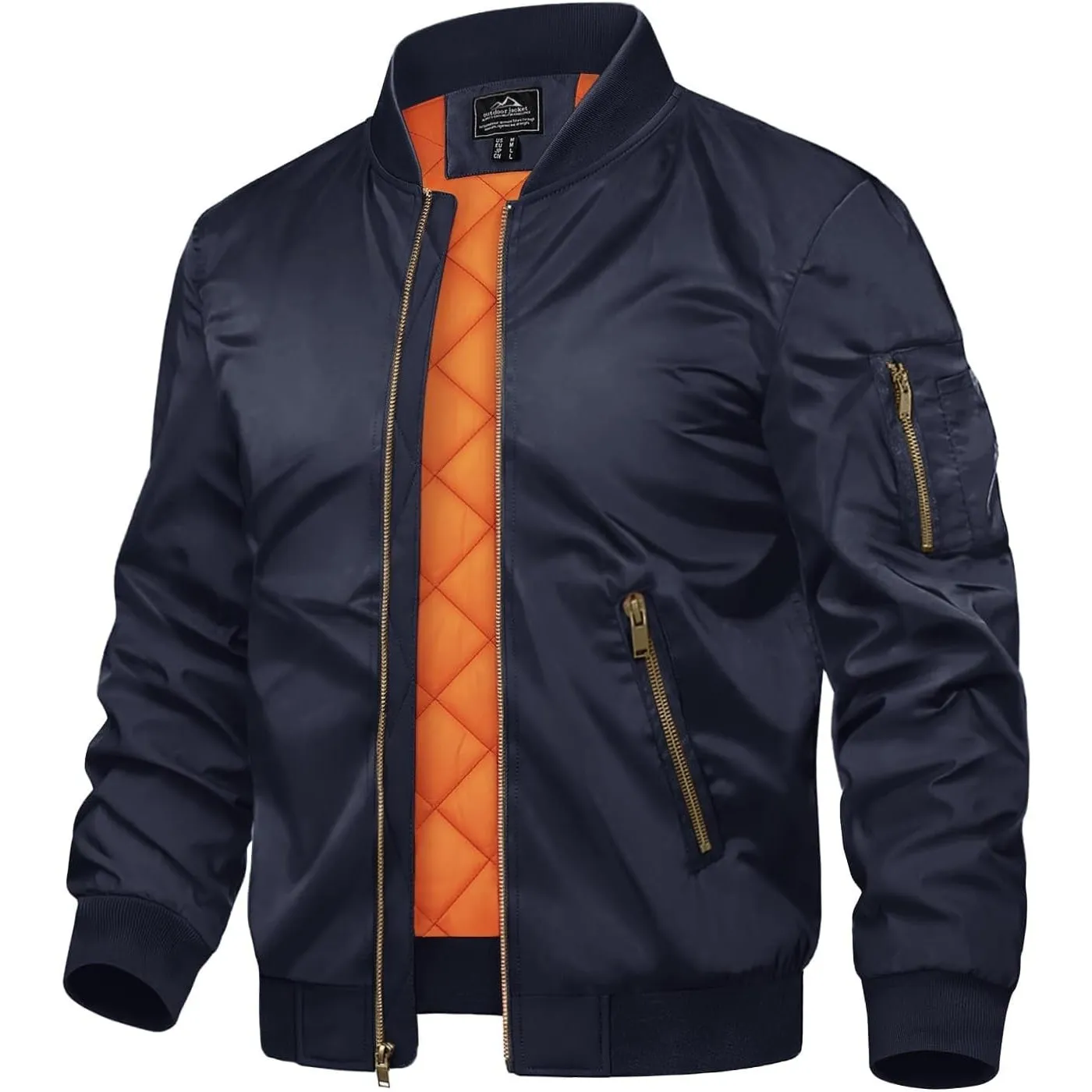 TACVASEN Herren Übergangsjacke Bomberjacke College Jacke Fliegerjacke Basic Freizeitjacke mit Reißverschlusstaschen
