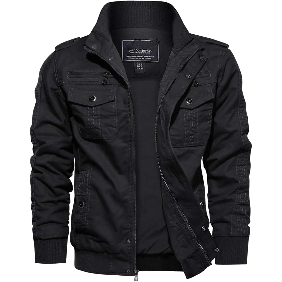 EKLENTSON Herren Übergangsjacke Baumwolle Cargo Jacke mit Vielen Taschen