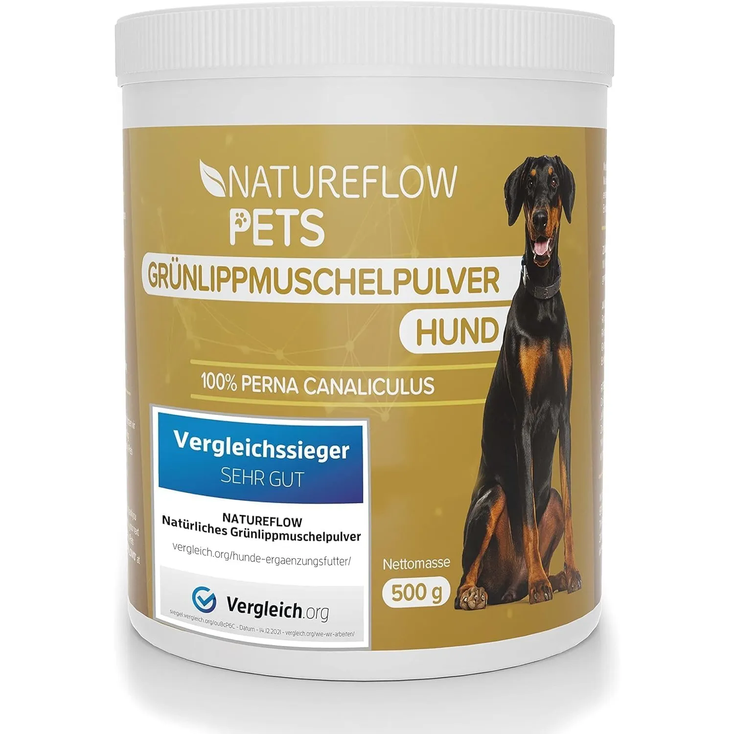 Grünlippmuschel Hund TESTSIEGER - 500g natürliches Grünlippmuschelpulver für Hunde - Unterstützung der Gelenkfunktion -…