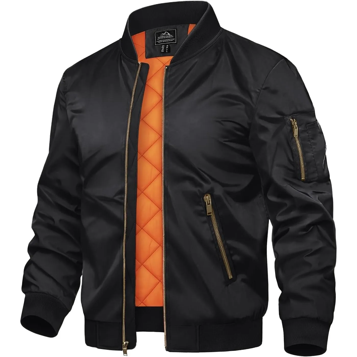 TACVASEN Herren Übergangsjacke Bomberjacke College Jacke Fliegerjacke Basic Freizeitjacke mit Reißverschlusstaschen