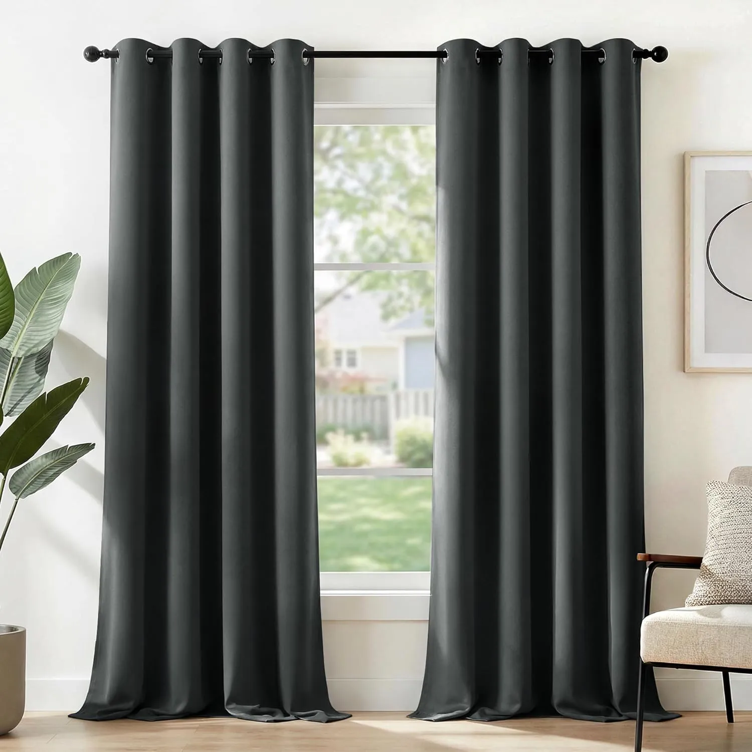 Deconovo Blickdicht Gardinen mit Ösen für Schlafzimmer Thermogardine Kälteschutz Vorhang Blickdicht, 210x140 cm(HöhexBr…