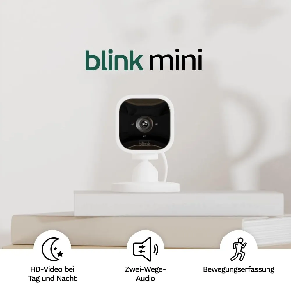 Blink Mini – Kompakte, smarte Plug-in-Überwachungskamera für innen, 1080p-HD-Video, Nachtsicht, Zwei-Wege-Audio, Bewegu…