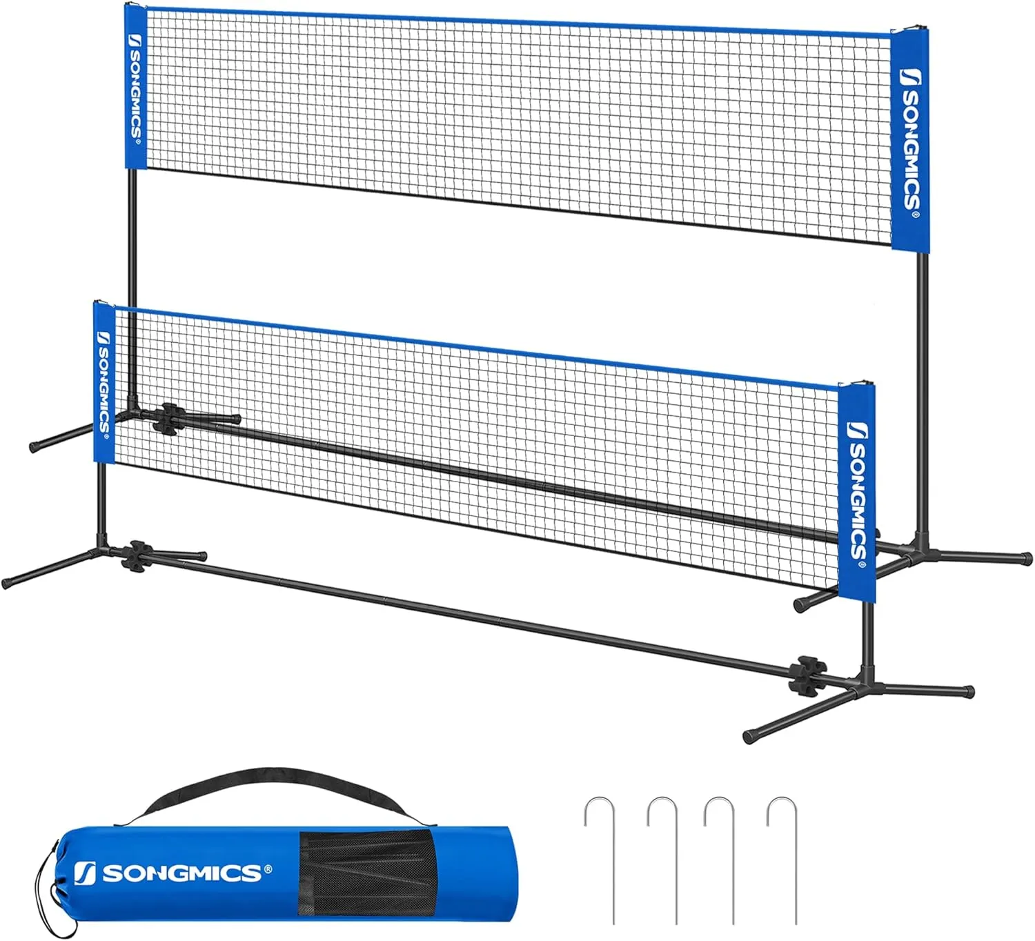 SONGMICS 300cm/400cm/500cm Badminton Net Volleyball Net Height Adjustable Poles Portable Set for Tennis Beach Volleybal…