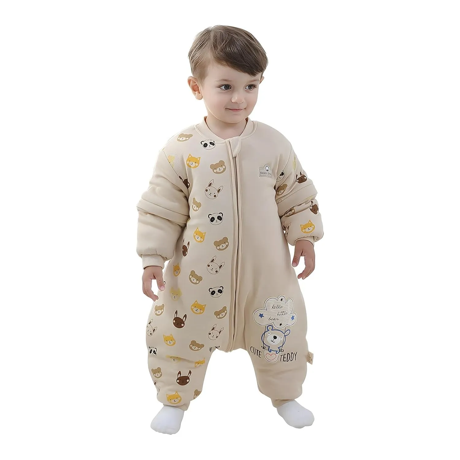 Baby Schlafsack mit Beinen Warm gefüttert winter kinder schlafsack abnehmbaren Ärmeln，Junge Mädchen Unisex Schlafanzug …