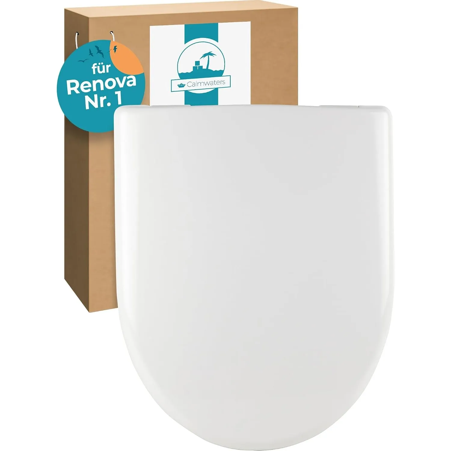 Calmwaters® Antibakterieller WC Sitz für Keramag Renova Nr. 1, Toilettensitz mit Absenkautomatik, Duroplast Toilettende…