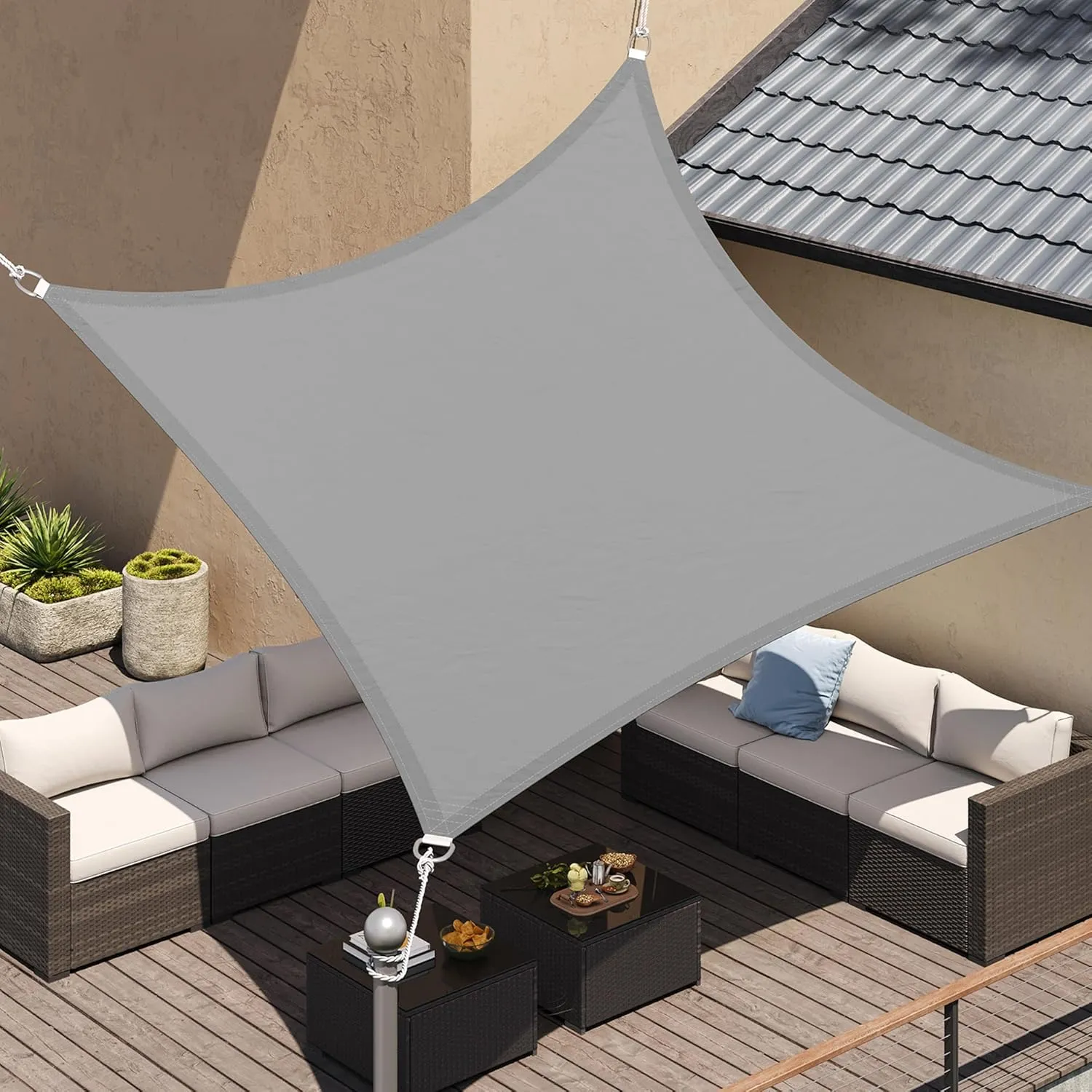 SONGMICS Sun sail, waterproof to min. 1000 mm (Minimum), 93% UV Protection, Sun Shade made of Tear-Resistant Polyester,…