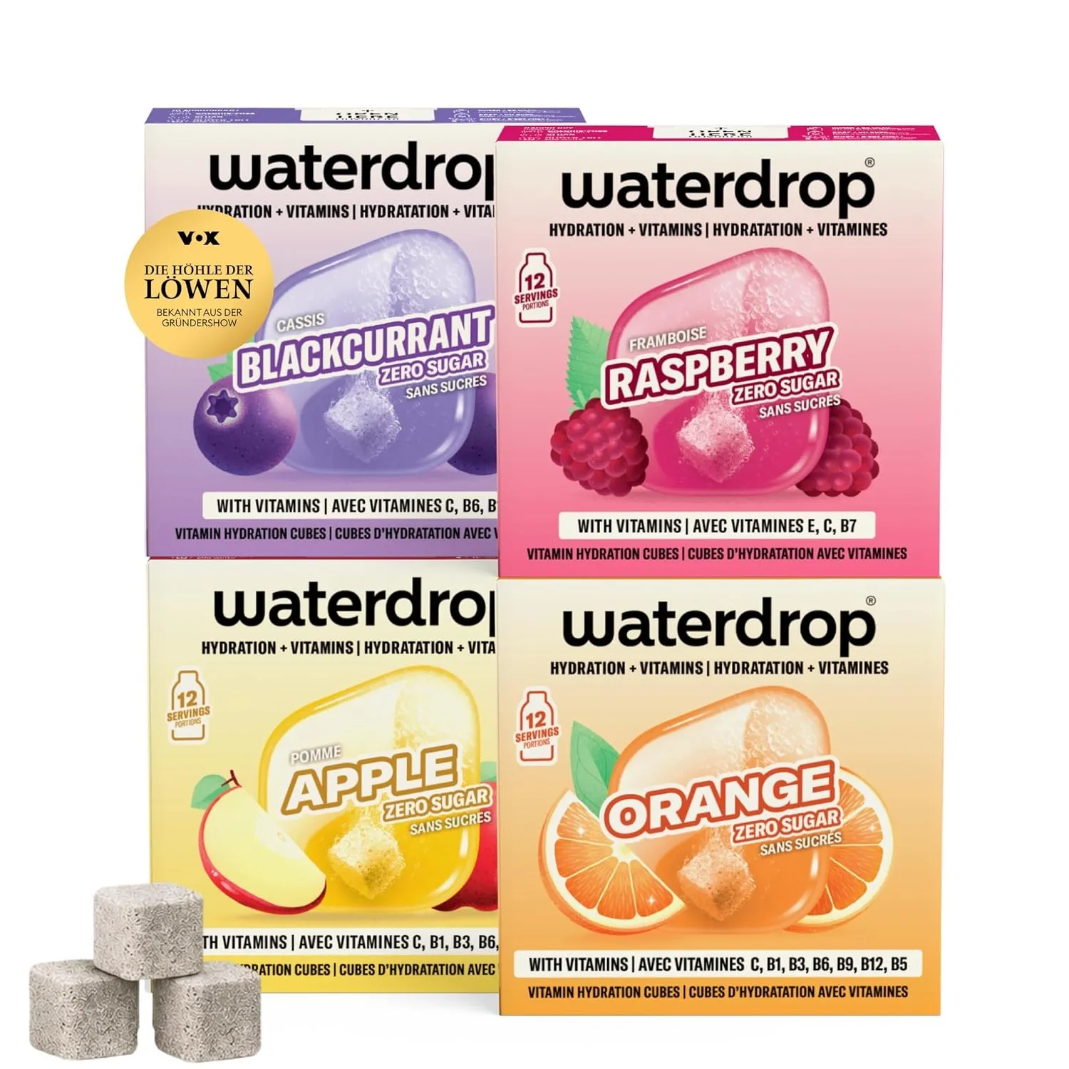 waterdrop Favoriten Mix - 48 zuckerfreie Würfel - Geschmackspulver Wasser