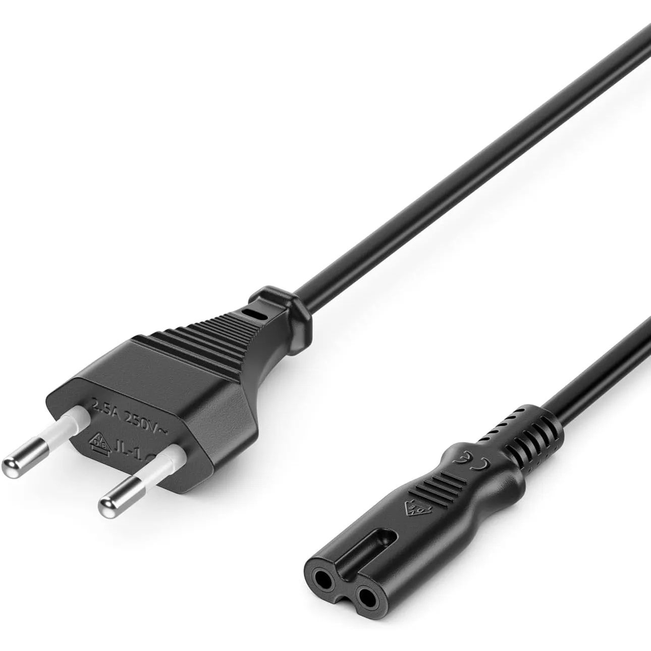 deleyCON 5m Netzkabel Typ C Eurostecker auf C7 Buchse - Schwarz