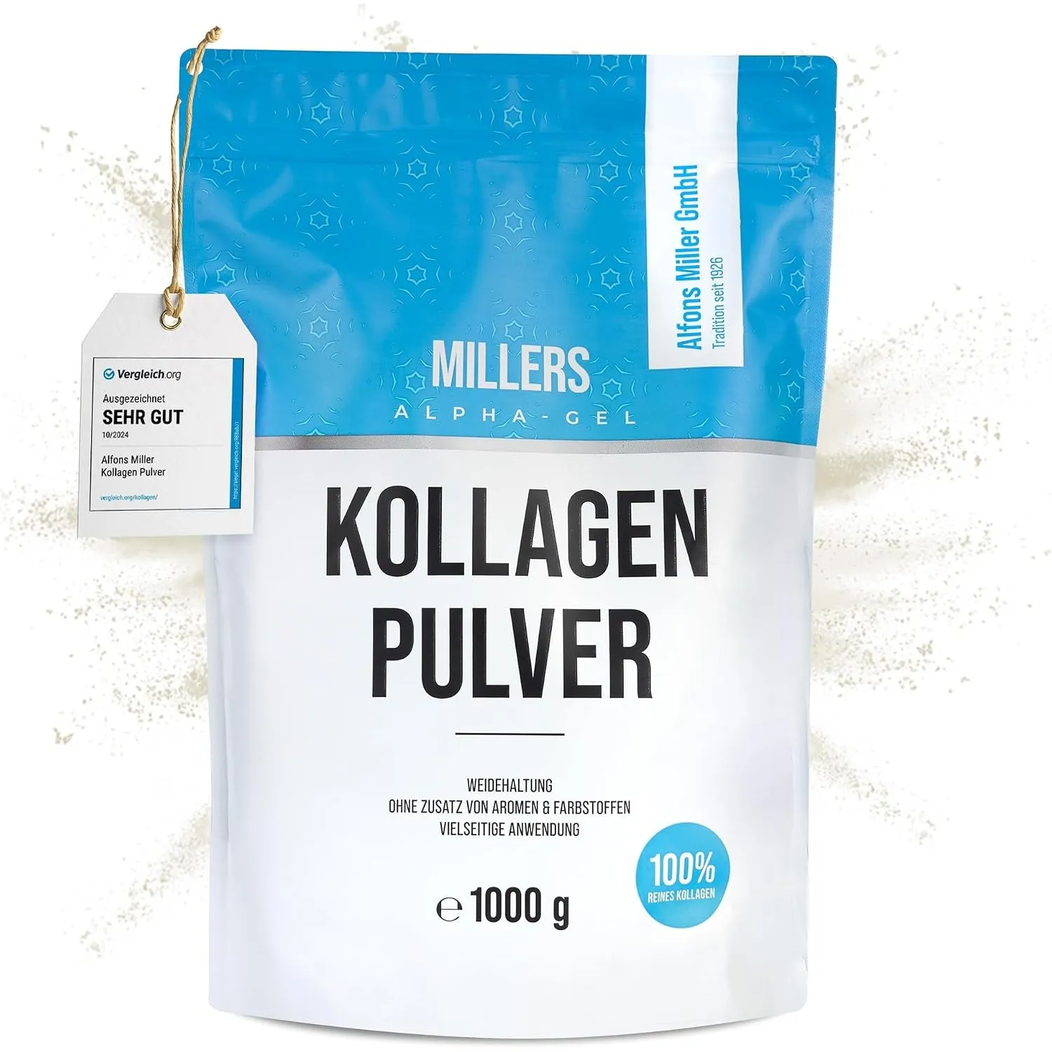 100% reines Kollagen Pulver 1000 g – Kollagen Peptide – Collagen Protein – Millers Alpha-Gel – Ohne Zusatzstoffe – Gesc…