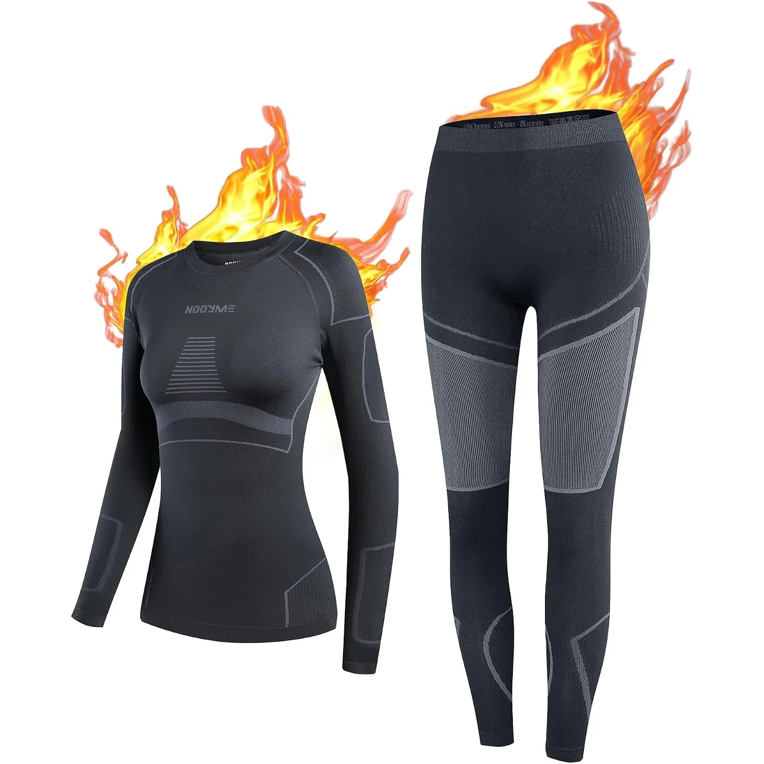 NOOYME Thermounterwäsche Damen Atmungsaktiv Thermowäsche Set Funktionswäsche Anti-bakteriell und Flexibel Skiunterwäsch…