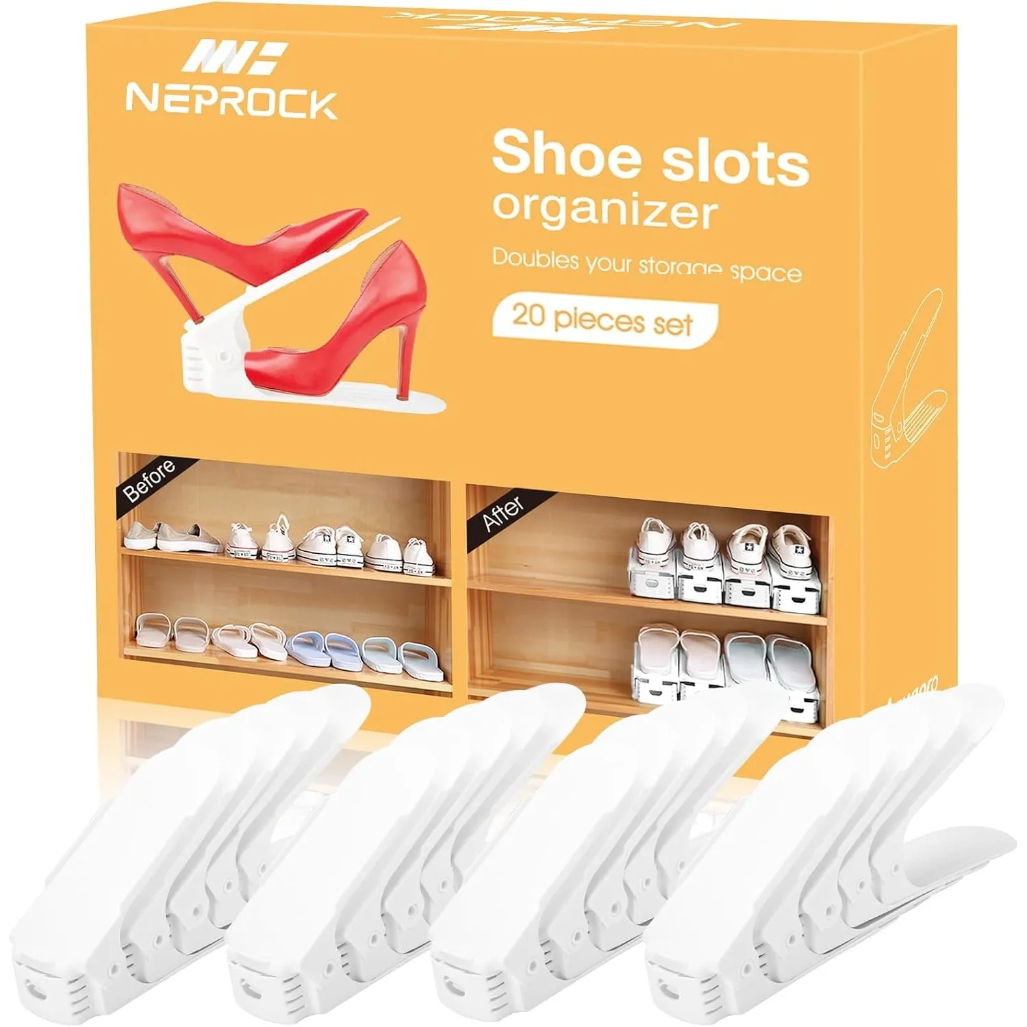Schuhorganizer Platzsparend, 20 Stück Verstellbare Schuhstapler Platzsparend Schuh Organizer für Schrank, Schuhaufbewah…