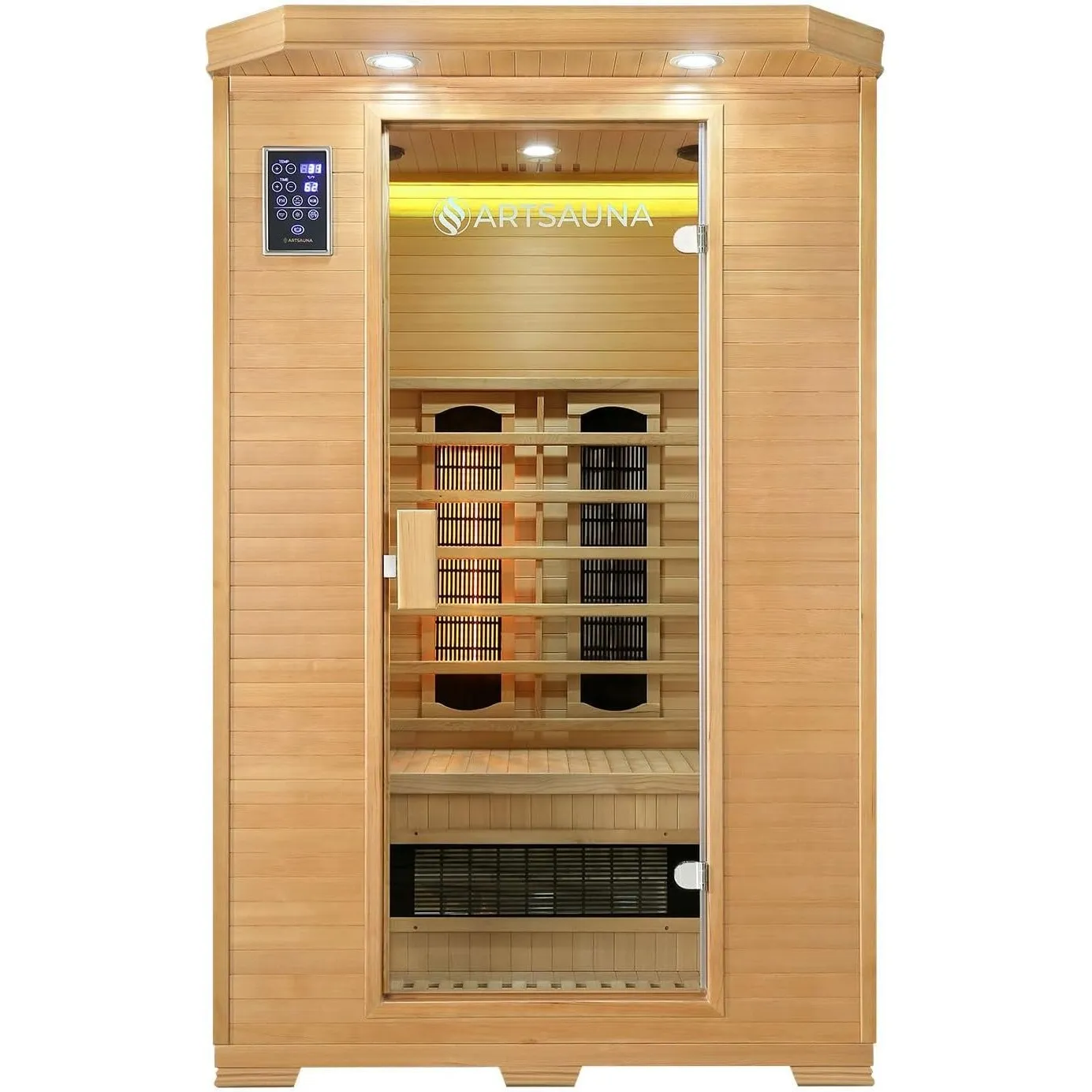 Artsauna Infrarotkabine Oslo - Triplex-Heizsystem Infrarotsauna - 2 Personen - LED-Farblicht, Digitale Steuerung - Heml…