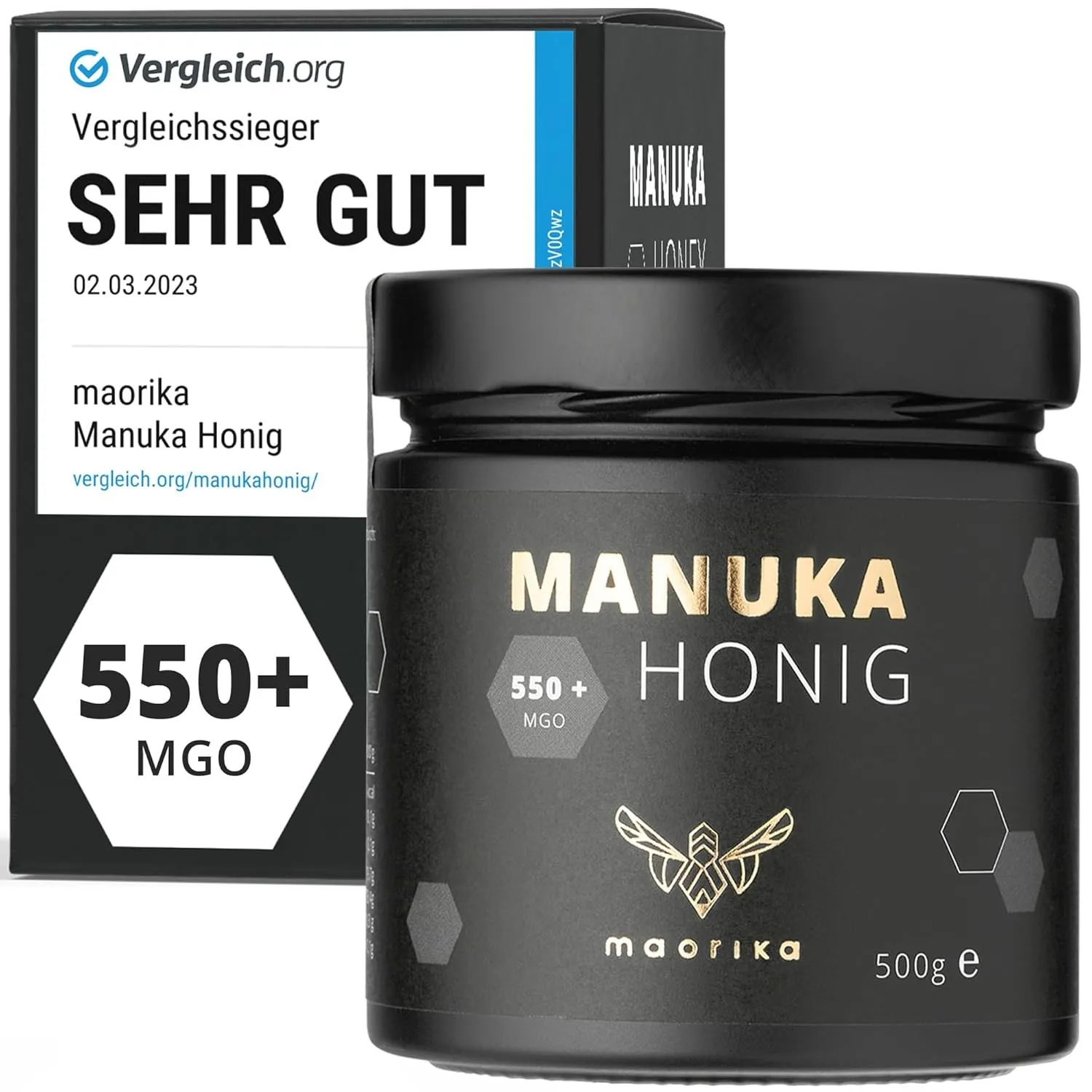 maorika - Manuka Honig 550 MGO + 500g im Glas (lichtundurchlässig, kein Plastik) - laborgeprüft, zertifiziert aus Neuse…