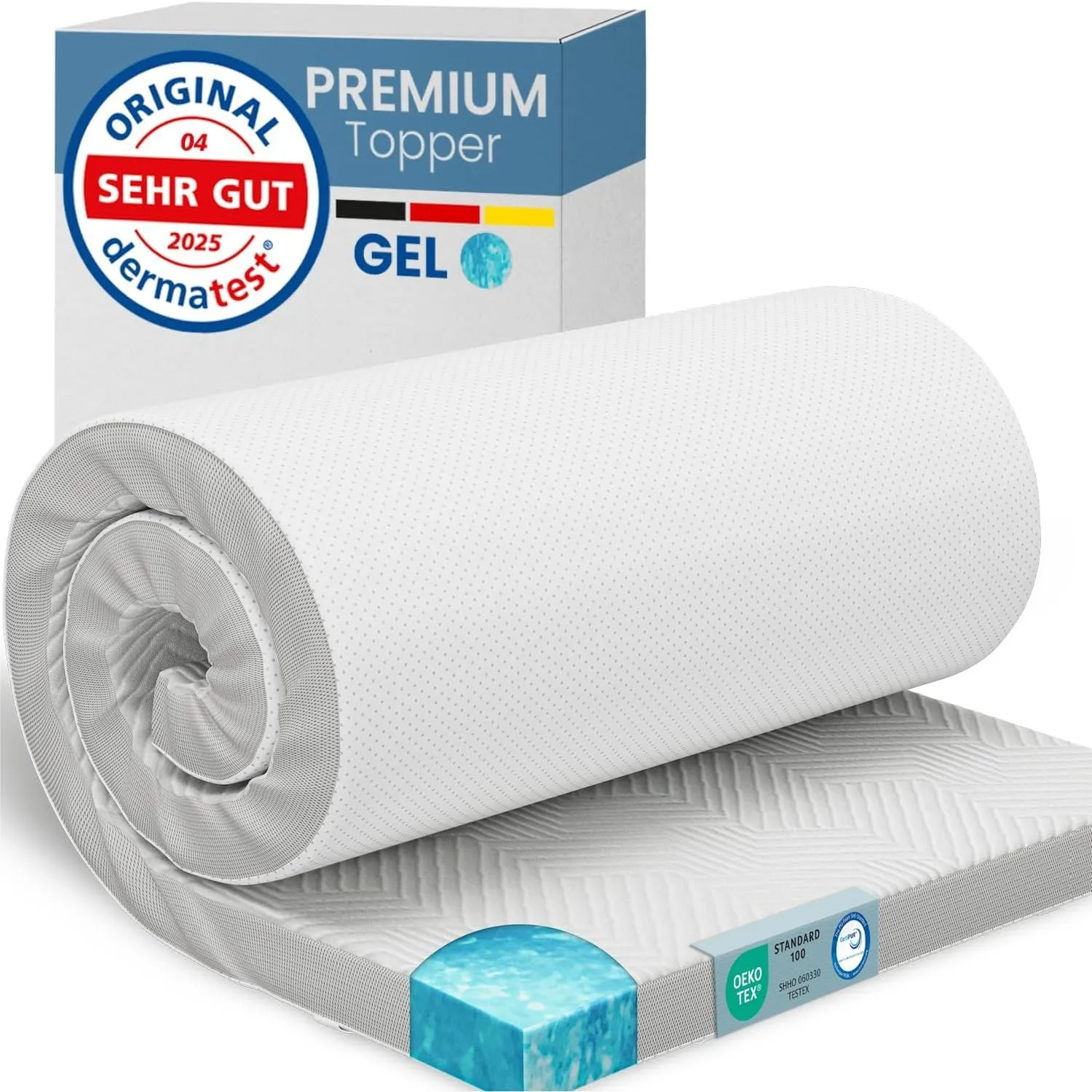 ELONEO Gel Topper 100x200cm, Matratzentopper aus 5 cm hohem Gel-Memory- Schaum, atmungsaktiver 3D-Netz Bezug, Bequeme M…