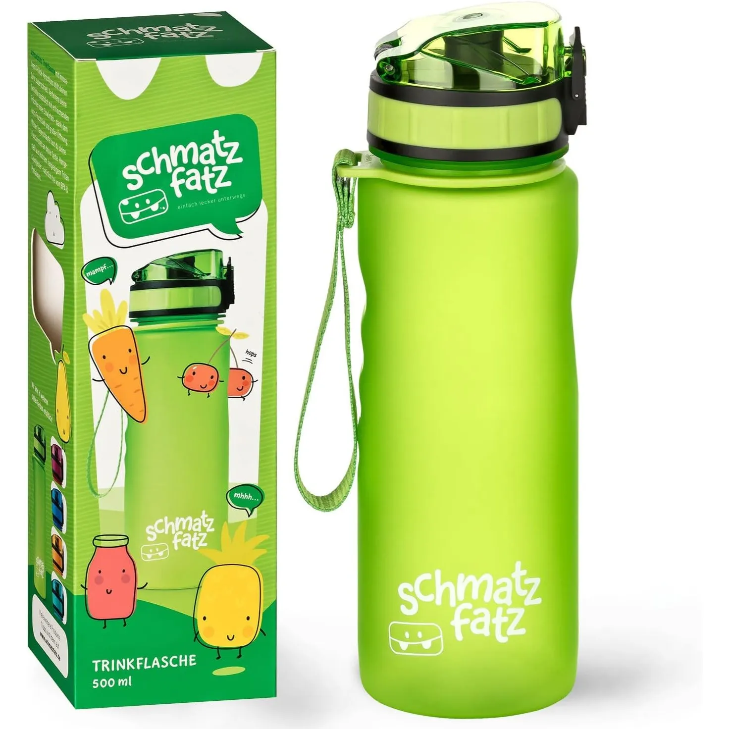 schmatzfatz Klarstein Trinkflasche 0,5L, Sport Trinkflasche zum Wandern, Schule & Fitnessstudio, Geschmacksneutrale Was…