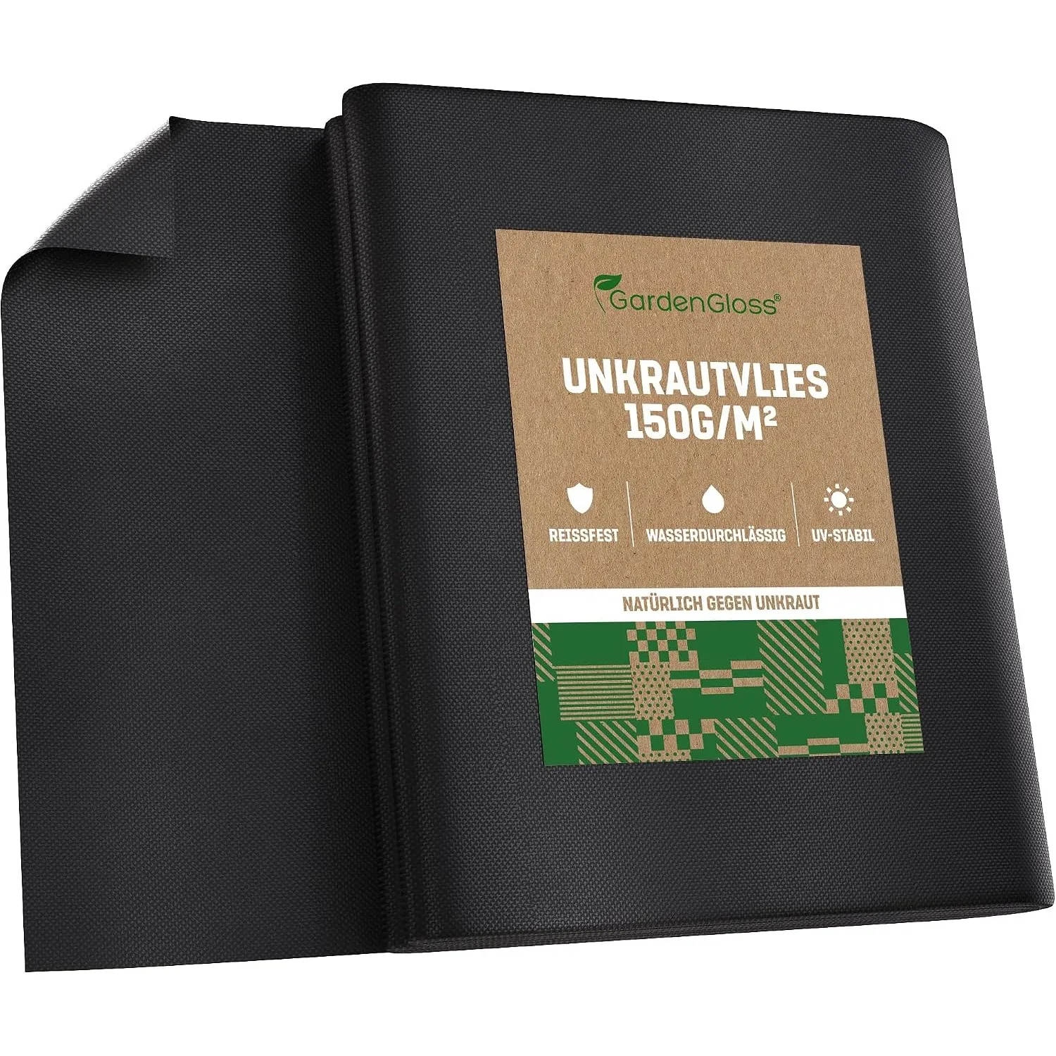 GardenGloss Unkrautvlies Gartenvlies 150g/m2 - (5m x 2m, Gefaltet)