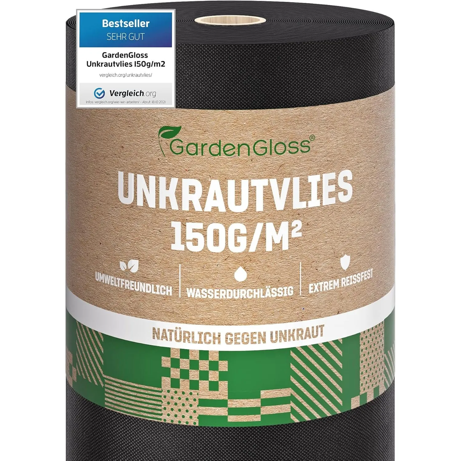 GardenGloss Unkrautvlies Gartenvlies 150g/m2 - (50m x 1m, Rolle)