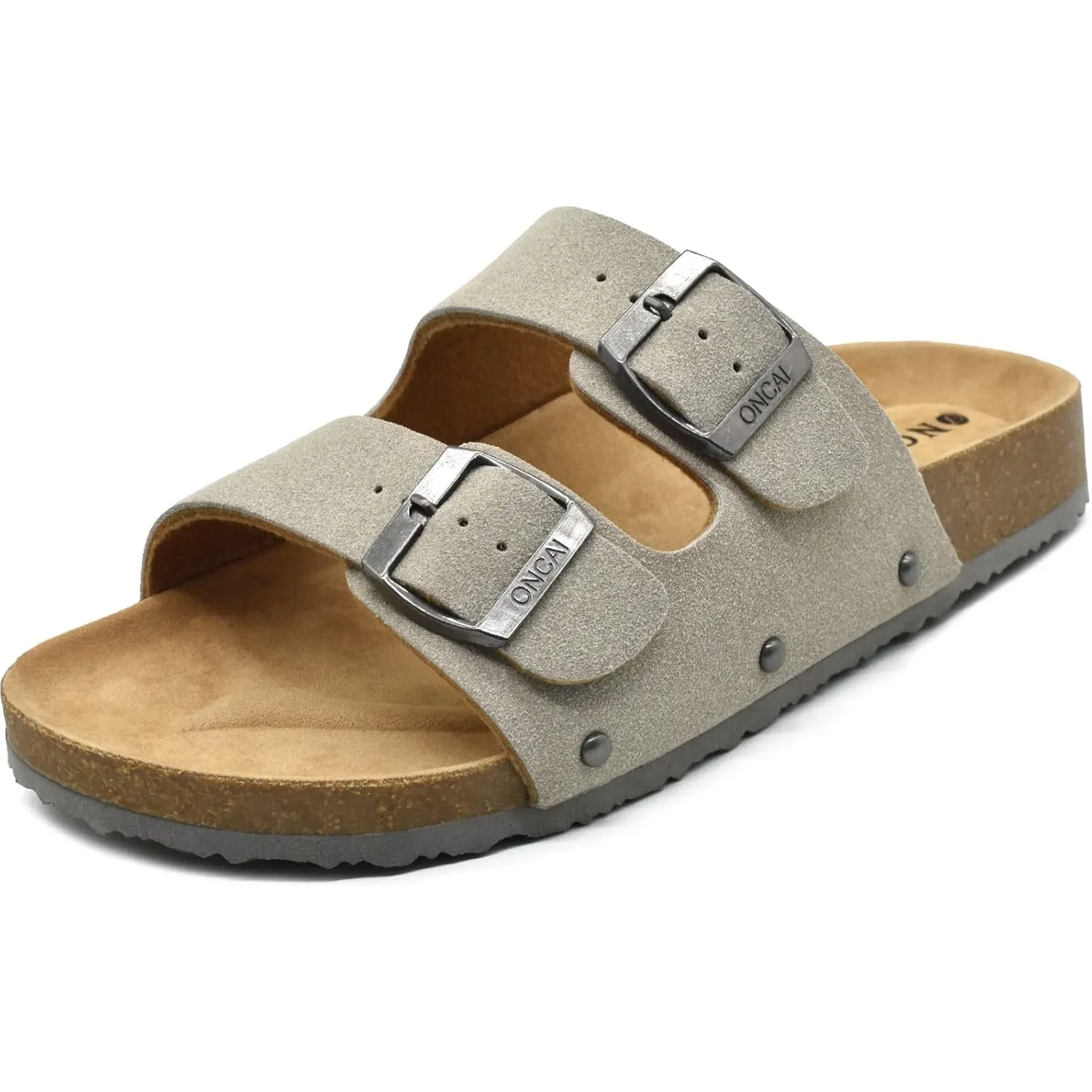 ONCAI Sandalen Damen Kork-Fußbett Pantoletten Damen Flach Rutschfest Sommer Badelatschen Mit Verstellbarer Rieme Größe …