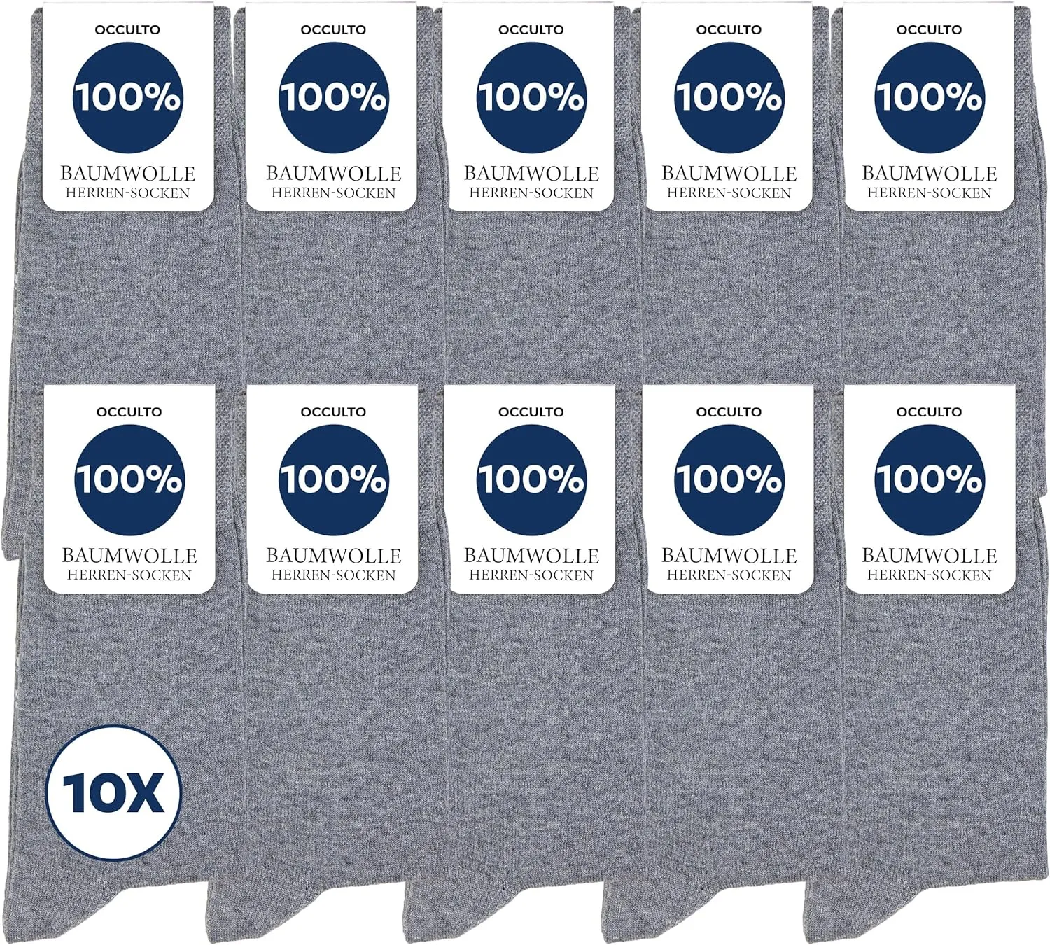 Occulto Herren 100% Baumwolle Socken 10-20er Pack (Modell: Ingo)