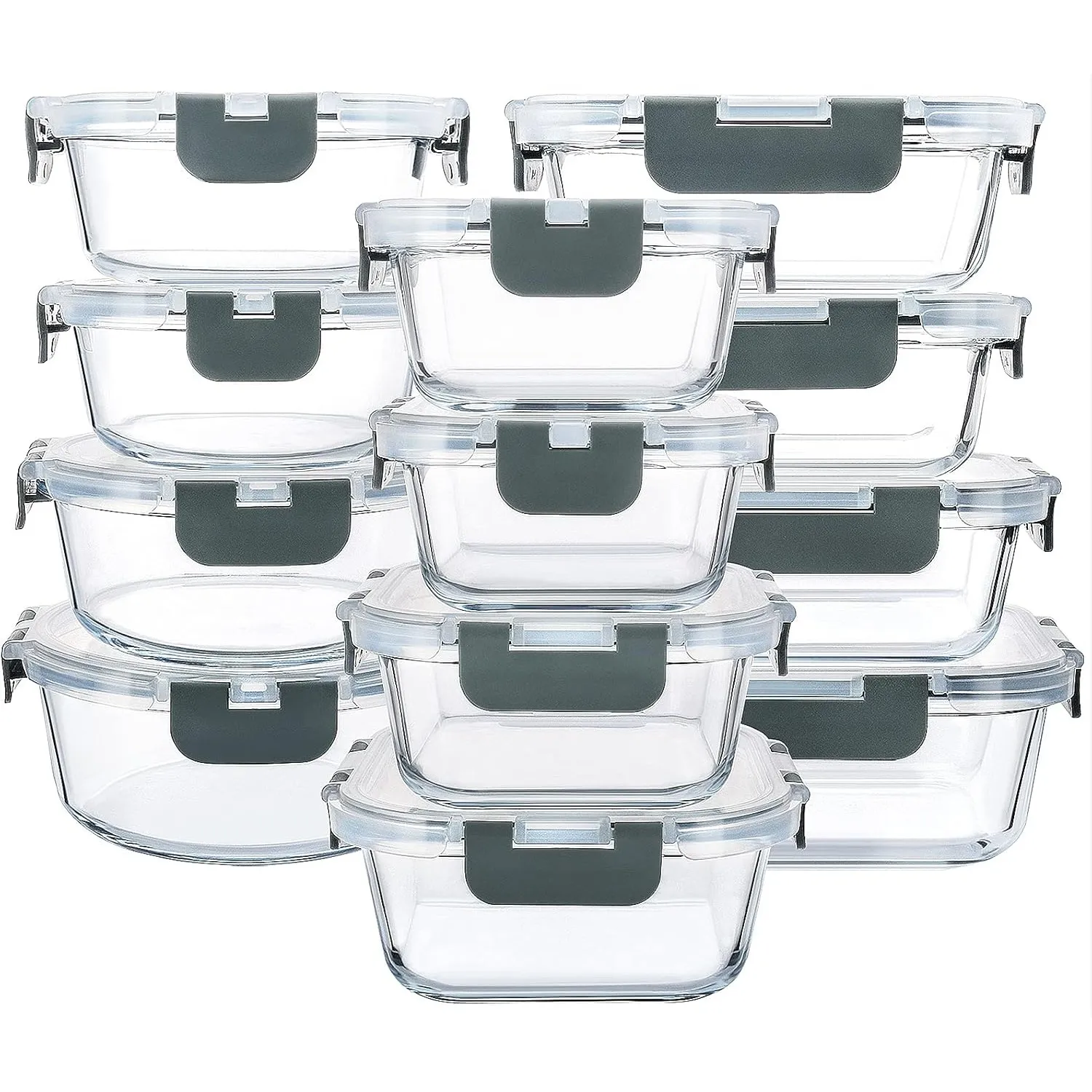 MCIRCO Vorratsdosen-Set aus Glas für Lebensmittel, 24-teilig