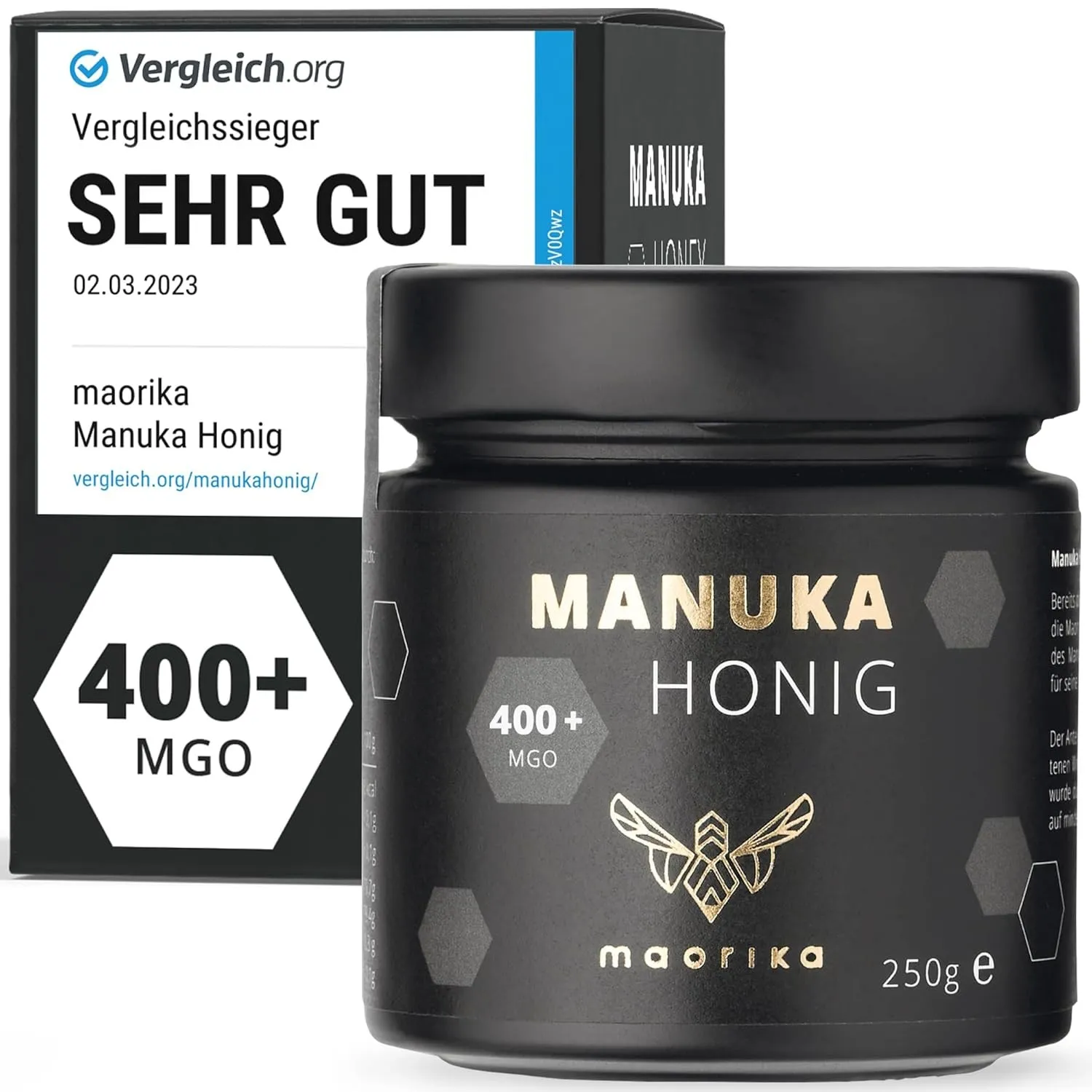 maorika - Manuka Honig 400 MGO + 250g im Glas (lichtundurchlässig, kein Plastik) - laborgeprüft, zertifiziert aus Neuse…