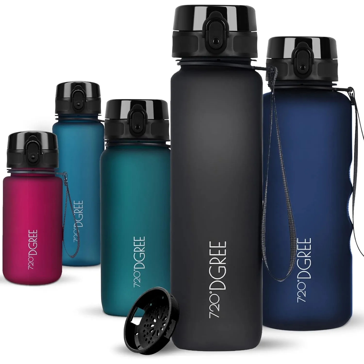 720°DGREE Trinkflasche “uberBottle“ +Sieb - 350ml, 500ml, 650ml, 1000ml, 1,5l, 2l - BPA-Frei - Wasserflasche für Sport,…