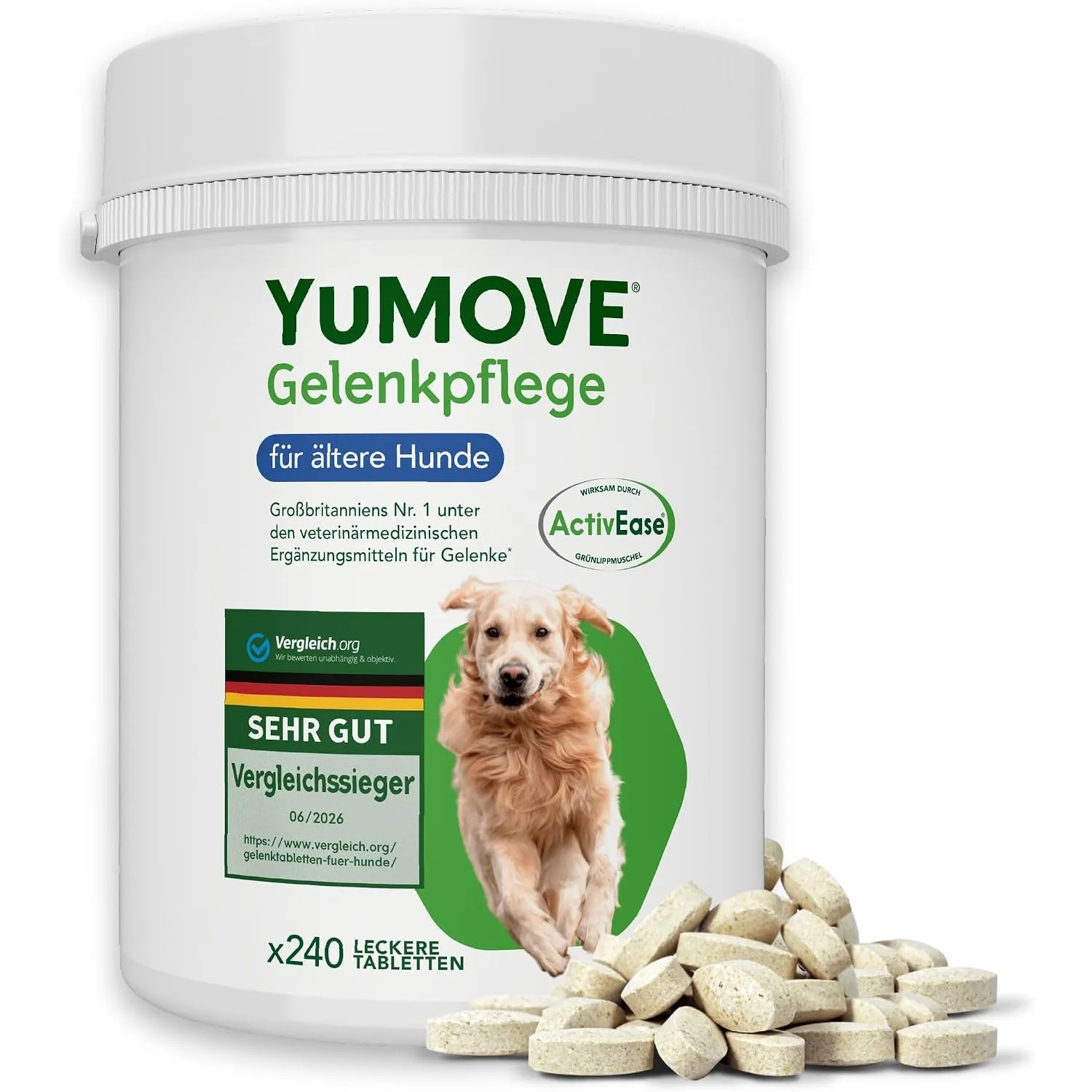 Yumove TESTSIEGER Gelenktabletten Hund Senior 8+ – 240 Tabletten ActivEase