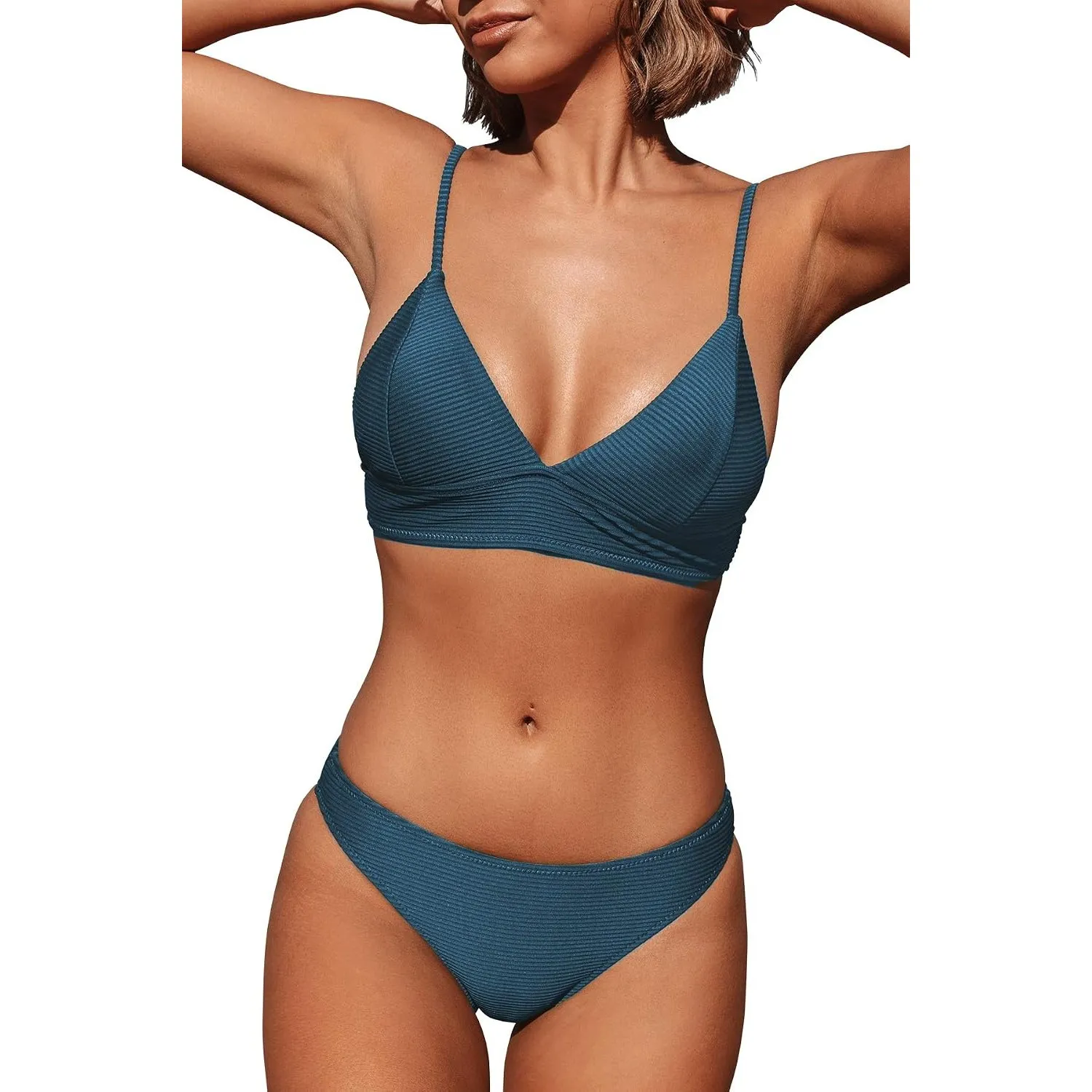 CUPSHE Bikini Damen Set High Waist Crossover Bustier Elegant Swimsuit
