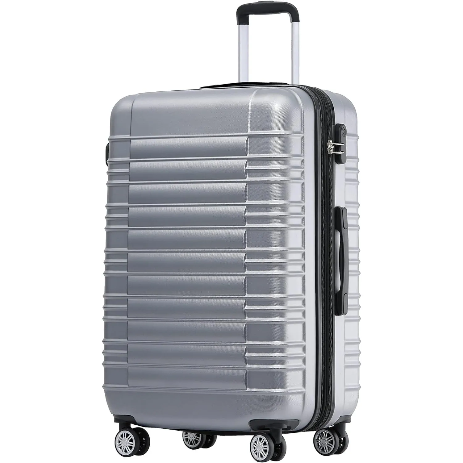 BEIBYE Zwillingsrollen Reisekoffer Koffer Trolleys Hartschale M-L-XL-Set (Silber, L)