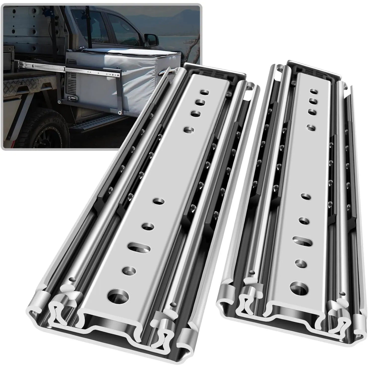 AOLISHENG Schubladenschiene Vollauszug 500 mm, Schwerlastauszug 76 mm Breite mit 170 kg Tragkraft, für Werkstatt, Indus…