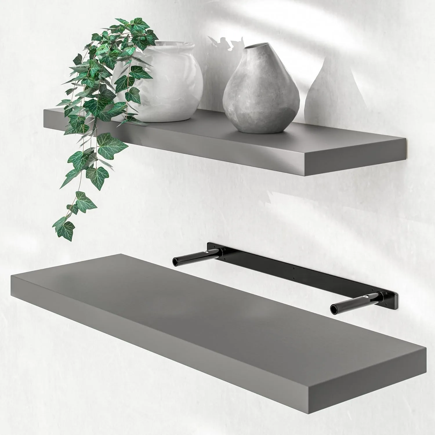 CASARIA Schweberegal 70 cm, Grau, 15 kg, verdeckte Wandhalterung