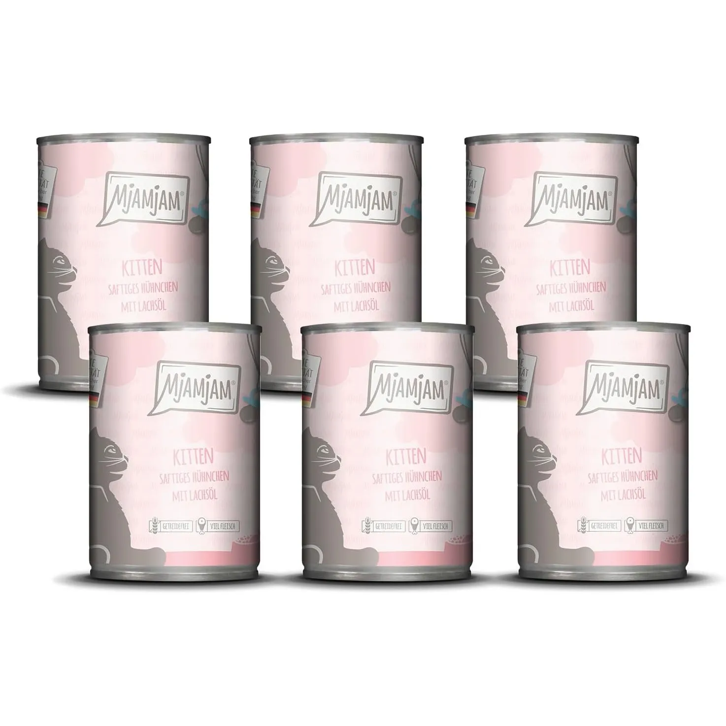 MjAMjAM - Premium Nassfutter für Katzen - Kitten saftiges Hühnchen mit Lachsöl, 6er Pack (6 x 400 g), getreidefrei mit …