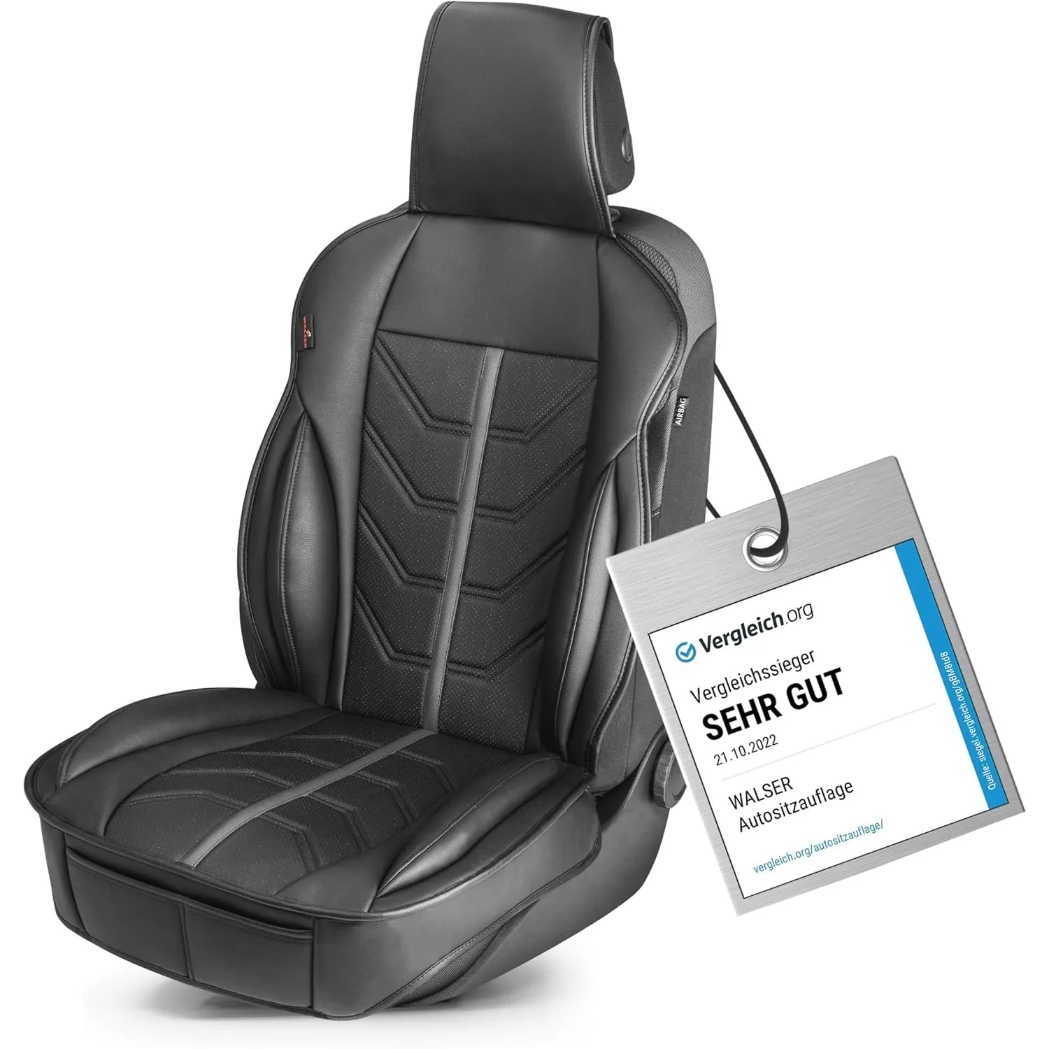 Walser Premium Sitzauflage Auto Kimi, Sitzschoner Auto schwarz/grau, Vergleichssieger* Auto Sitzauflagen, Sitzbezug Aut…
