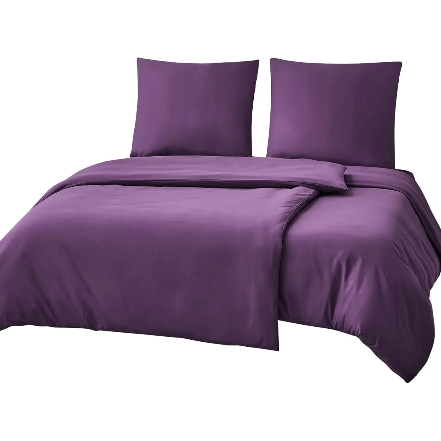 RUIKASI Bettwäsche 135x200 Lila 4teilig - Dunkel Violett Bettwäsche-Sets Oeko-TEX, 2 Bettbezüge 135x200cm + 2 Kissenbez…