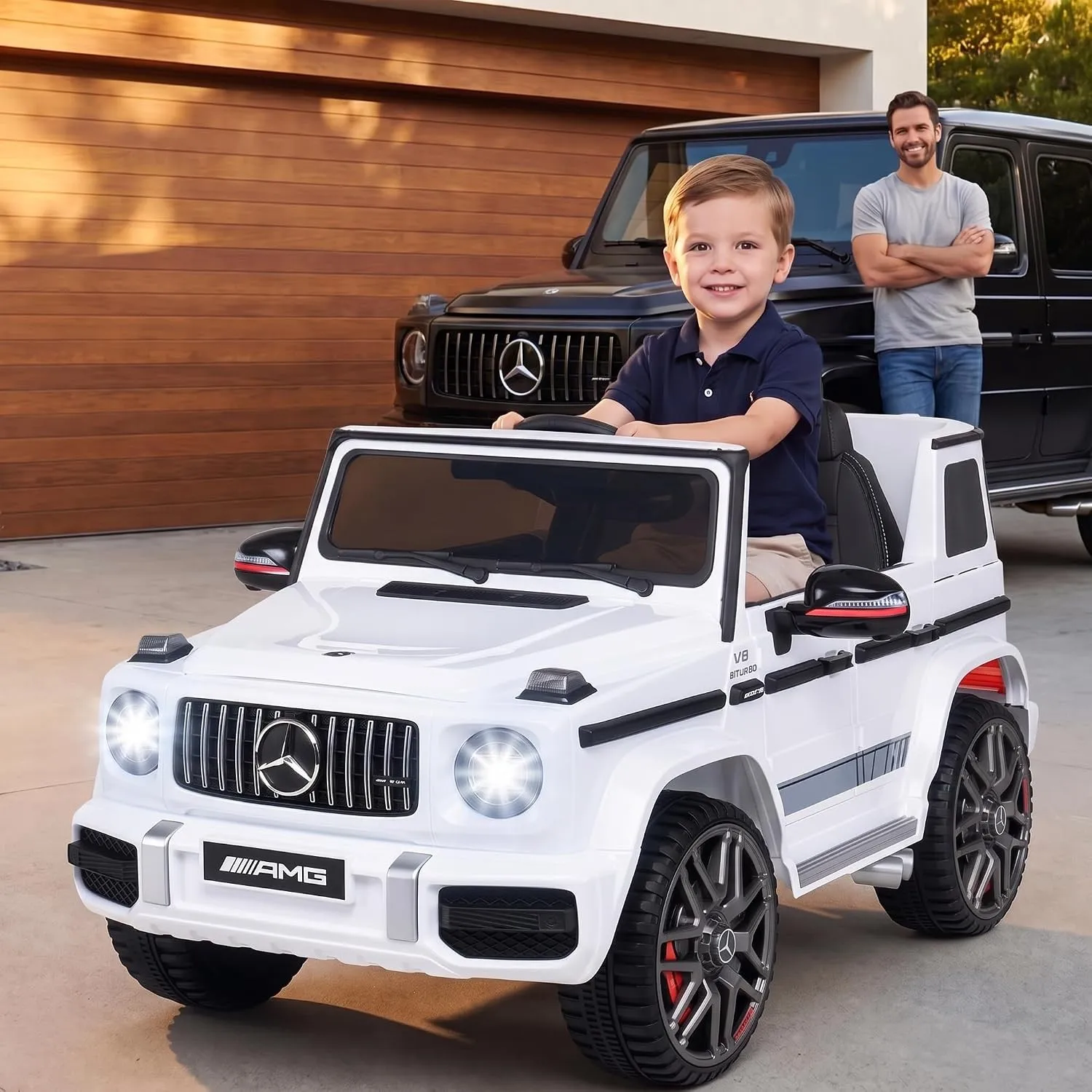 Actionbikes Motors Kinder Elektroauto Mercedes AMG G63 Lizenziert (Weiß)