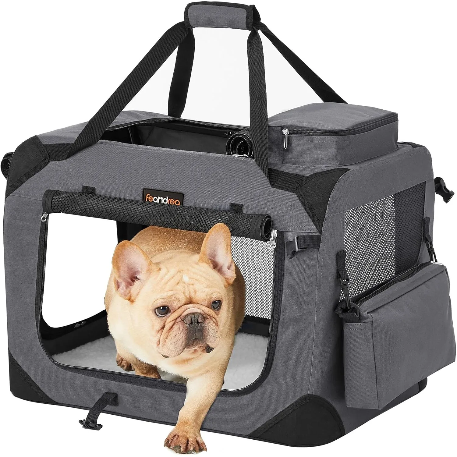 Feandrea Hundebox faltbar, Transportbox Hund, M, Hundetasche, Oxford-Gewebe, Netzstoff, atmungsaktiv tragbar transporta…