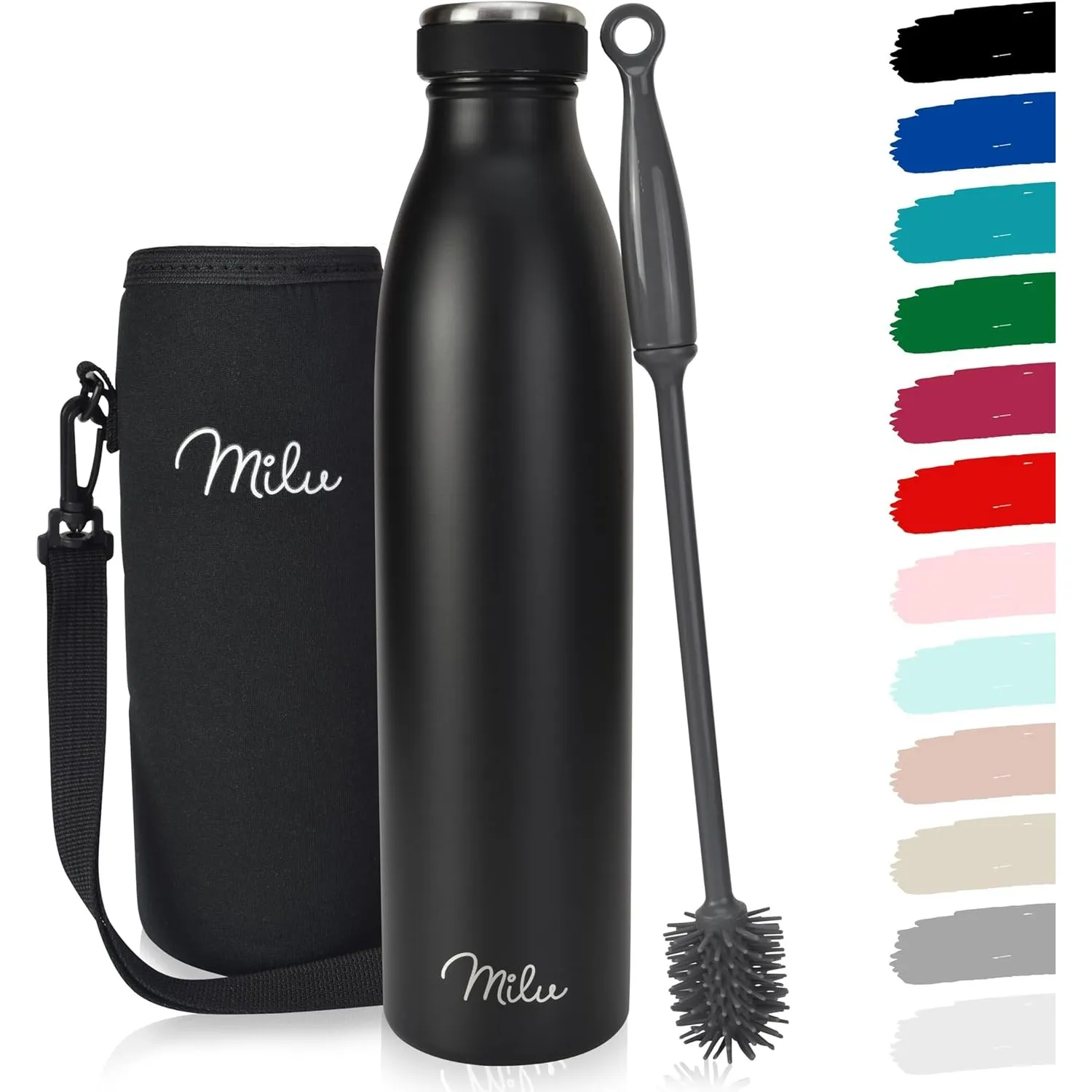 Milu Thermoflasche 350ml 500ml 750ml 1L 1,5L Isolierte Edelstahl Trinkflasche Thermoskanne Auslaufsichere Isolierflasch…