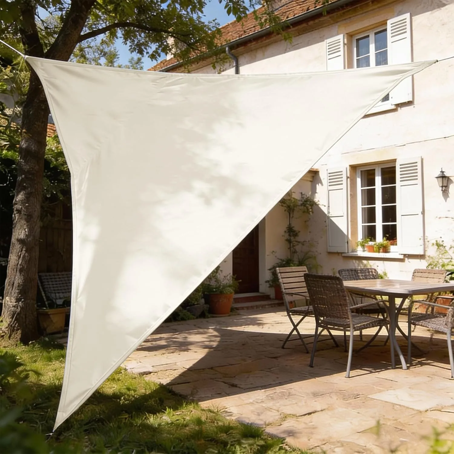 HAIKUS Awning, Waterproof, Triangular, 3 x 3 x 3 m, Sun Protection, Water-Repellent, Premium PES Polyester with UV Prot…