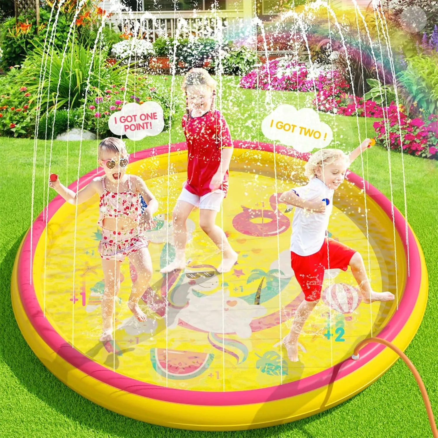 Peradix Splash Pad, Sprinkler Play Mat, 170 cm Summer Garden Water Toy for children and babies, Pool Pad Squirting for …