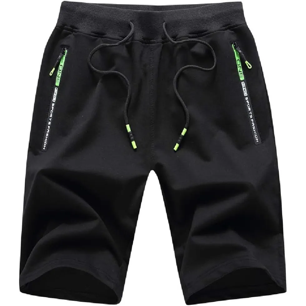 JustSun Herren Shorts Kurze Sporthose Baumwolle Stretchstoff mit Reißverschluss