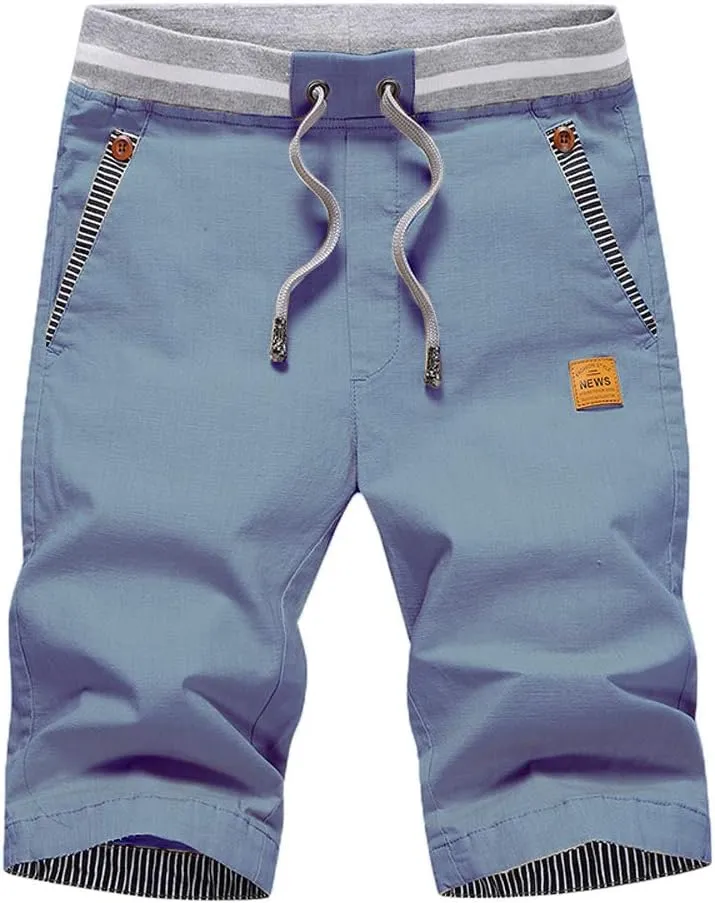 JustSun Men's Chino Shorts, Cotton, Summer, with Drawstring