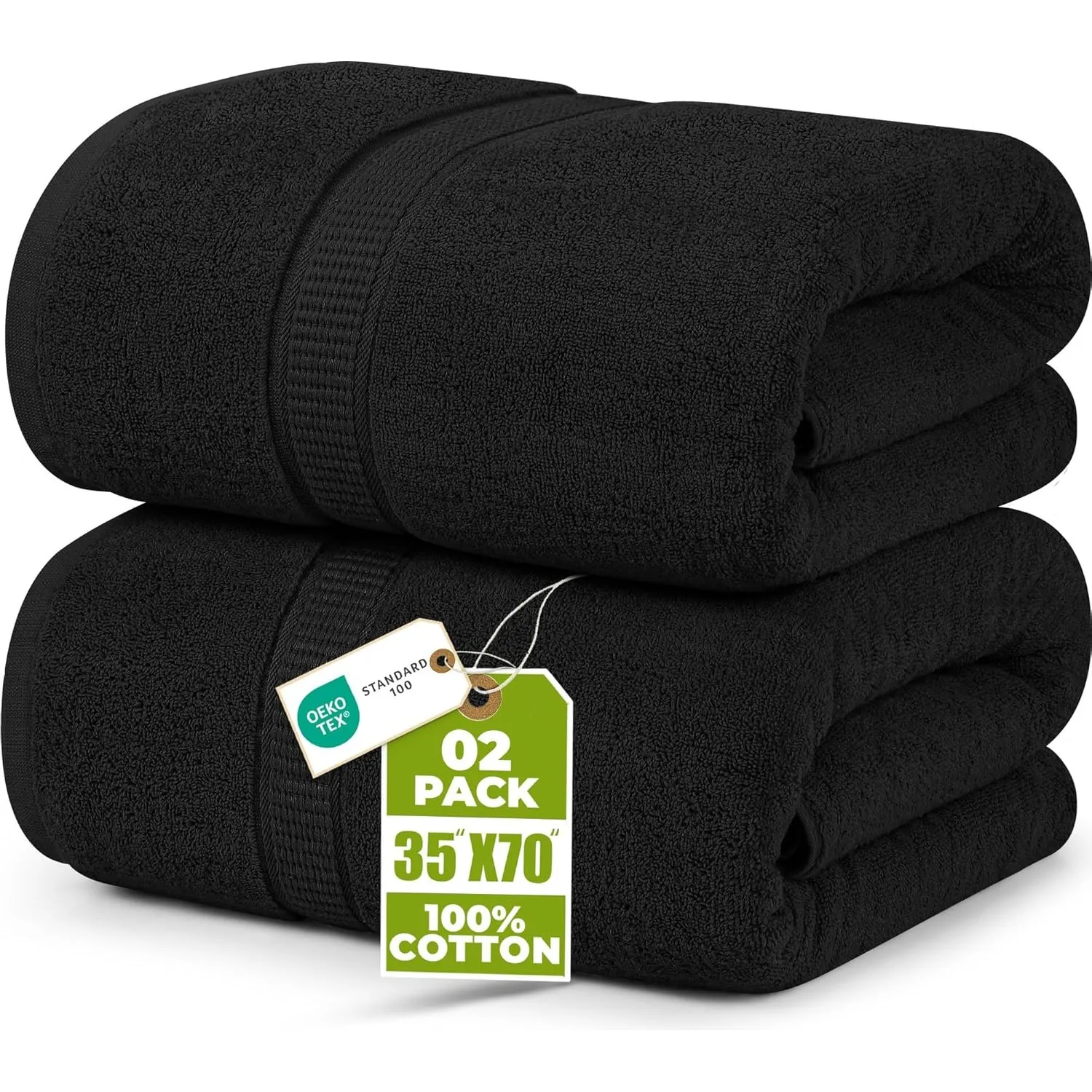 Utopia Towels - 2er Badetücher Groß aus Baumwolle mit Aufhänger, Saunatücher,Badehandtücher Groß, Handtücher 90 x 180 c…