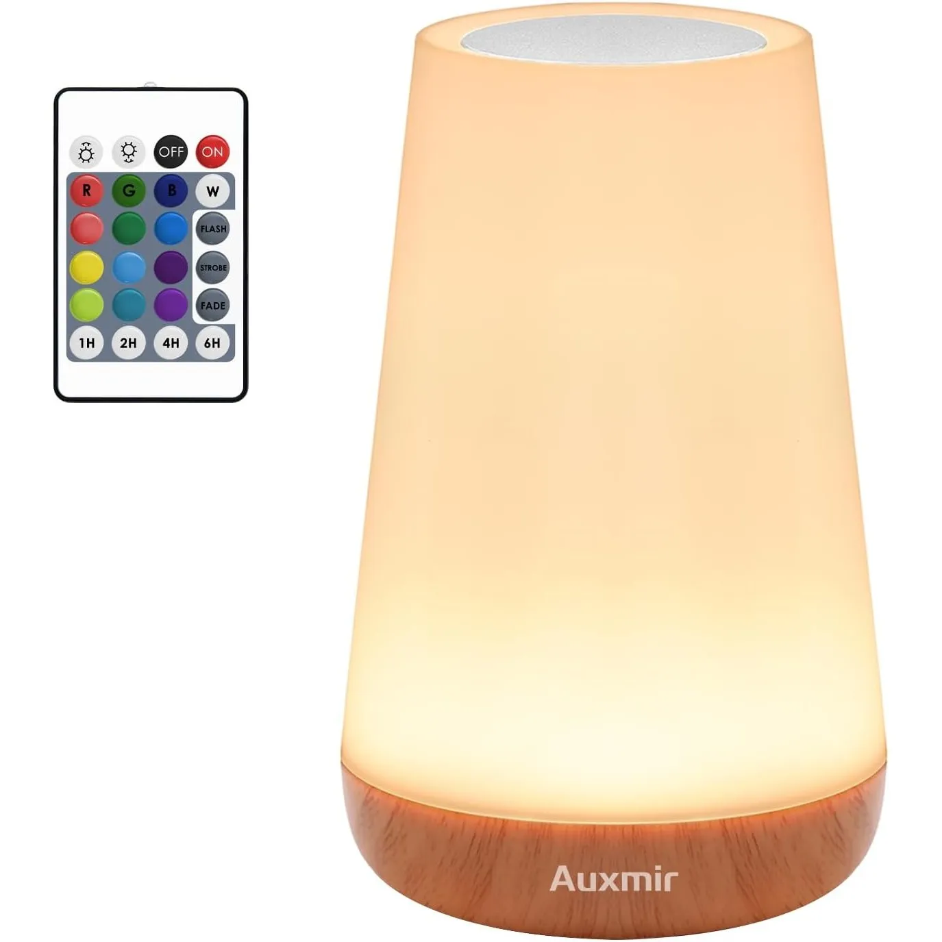 Auxmir Nachttischlampe Touch Dimmbar, Nachtlicht mit Fernbedienung, Braun