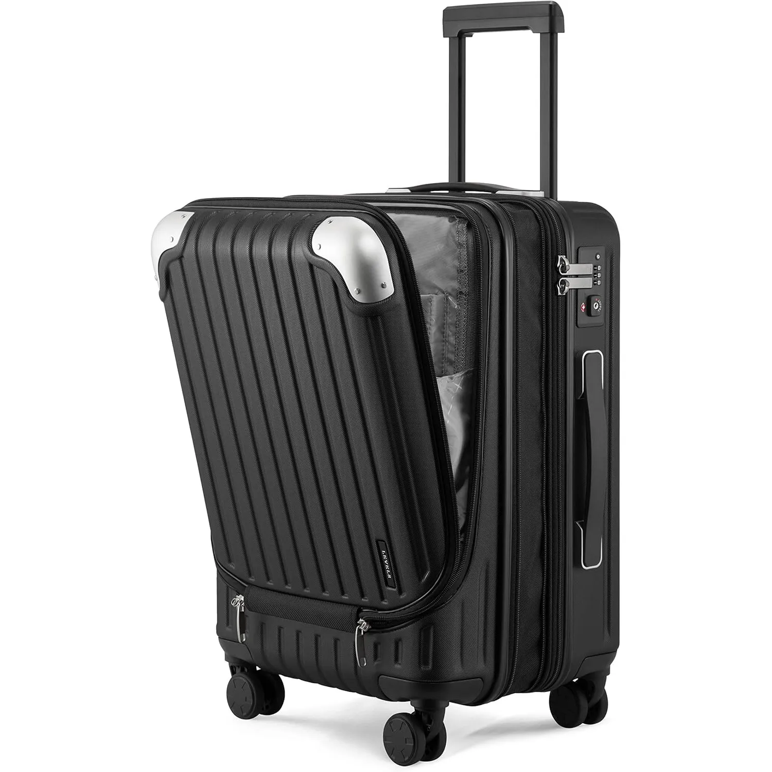 LEVEL8 Koffer Trolleys Leicht ABS+ PC Handgepäck Koffer mit Laptopfach,Hartschalen-Koffer Trolley Rollkoffer Reisekoffe…