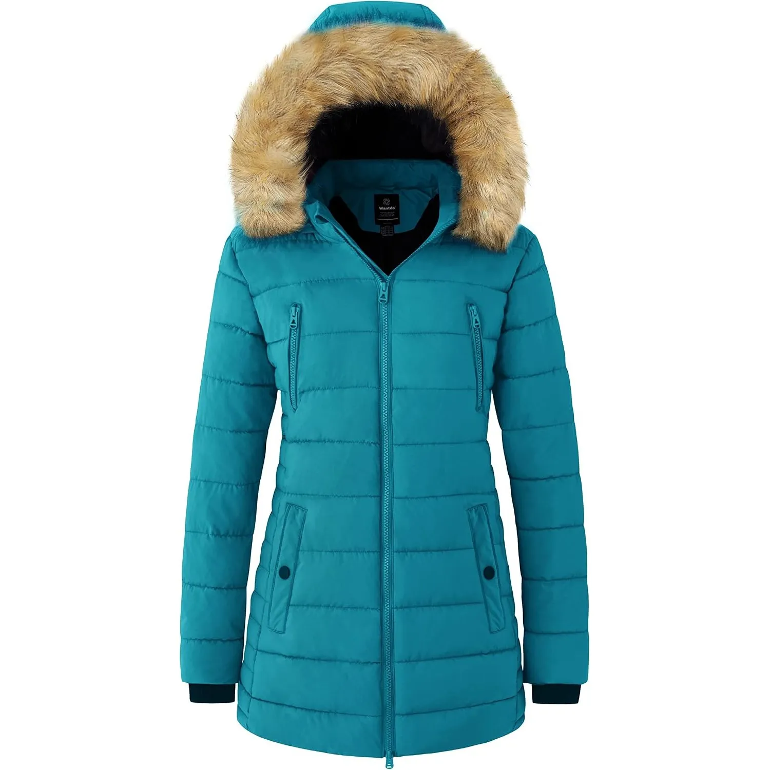 Wantdo Wintermantel Damen Lang Wasserdicht Puffer Jacke Warm Kapuzenmäntel