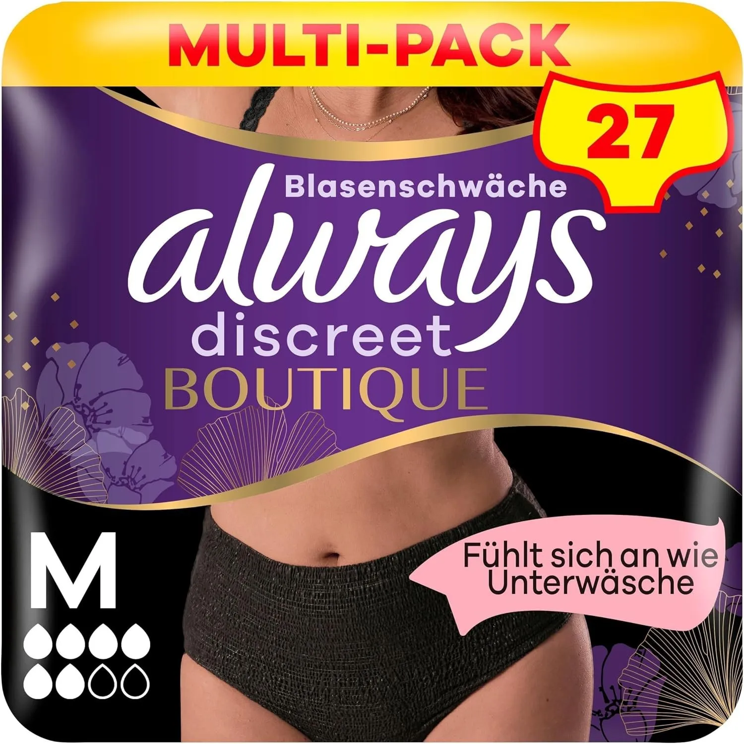 always Discreet Boutique Inkontinenz Pants Black M 9 Stück