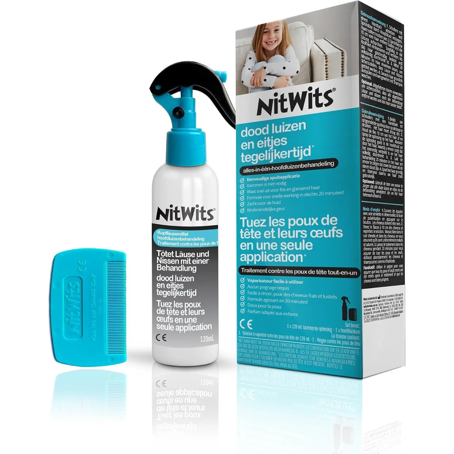 NitWits All-In-One Läusespray, Entfernt Läuse & Nissen 120 ml Spray