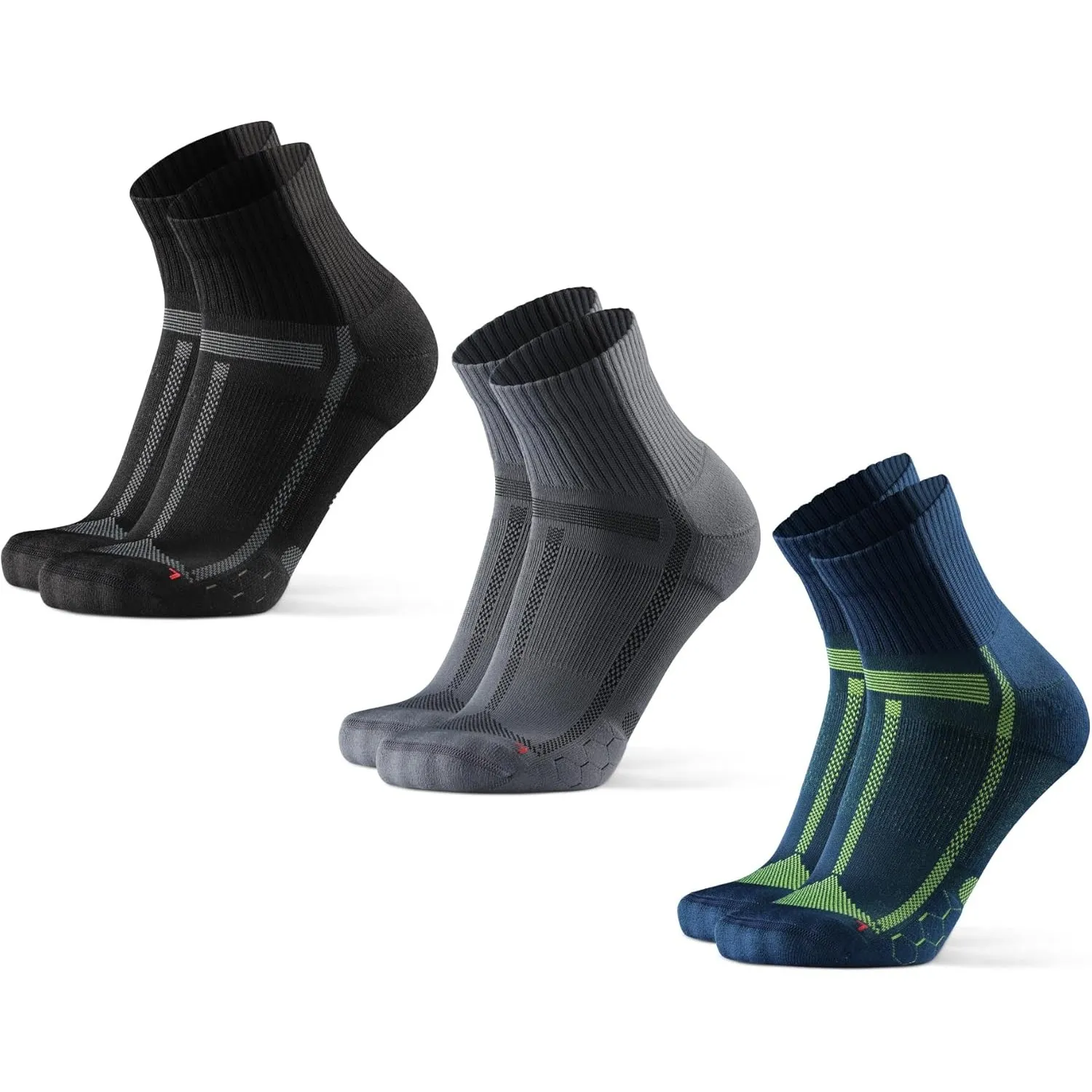 DANISH ENDURANCE Quarter Laufsocken, Leichte Kompression, 3 Paar | Knöchelhohe Sportsocken, Gepolstert & Atmungsaktiv m…