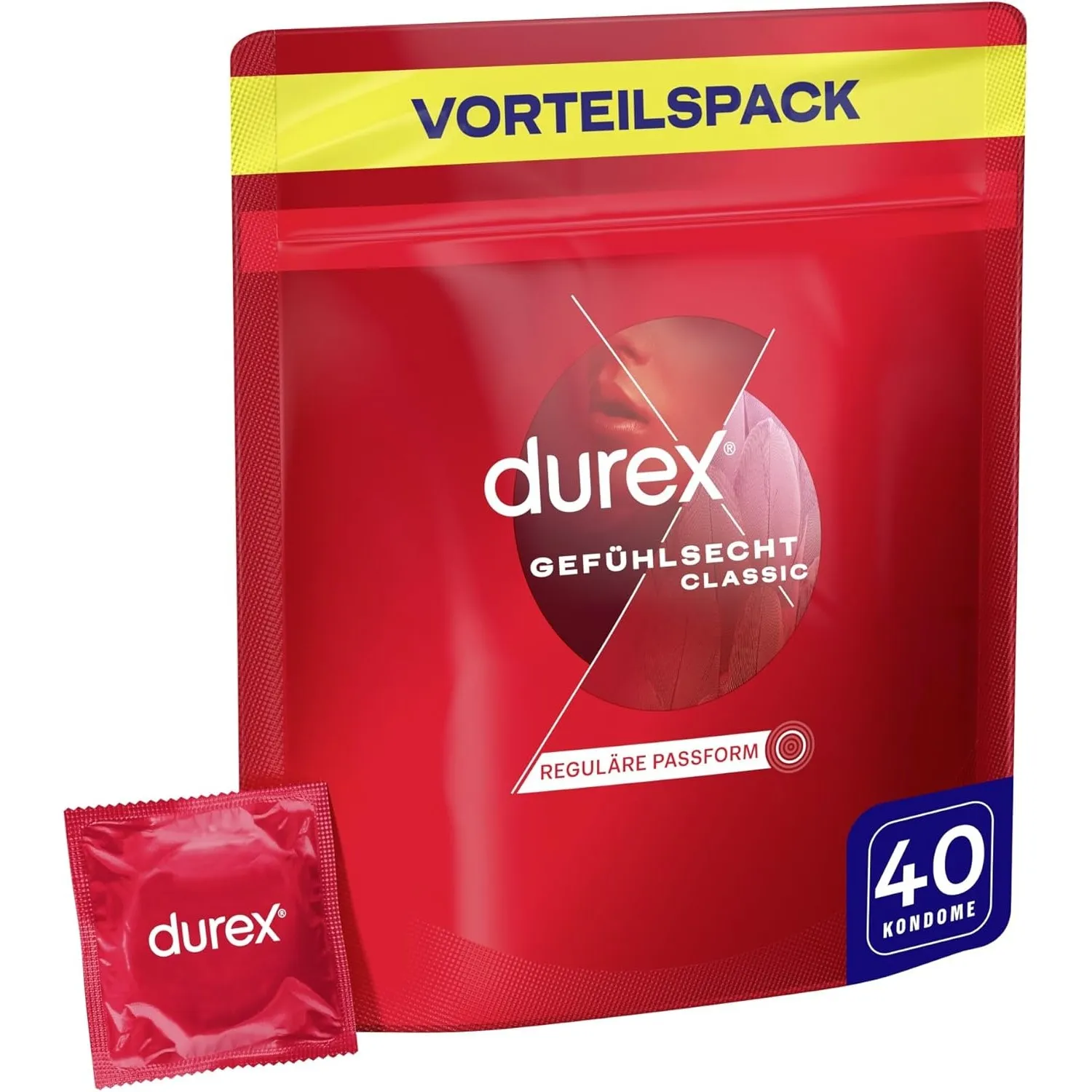 Durex Gefühlsecht Classic Kondome – Dünne Kondome mit anatomischer Easy-On-Form & mit Silikongleitgel befeuchtet – 40er…